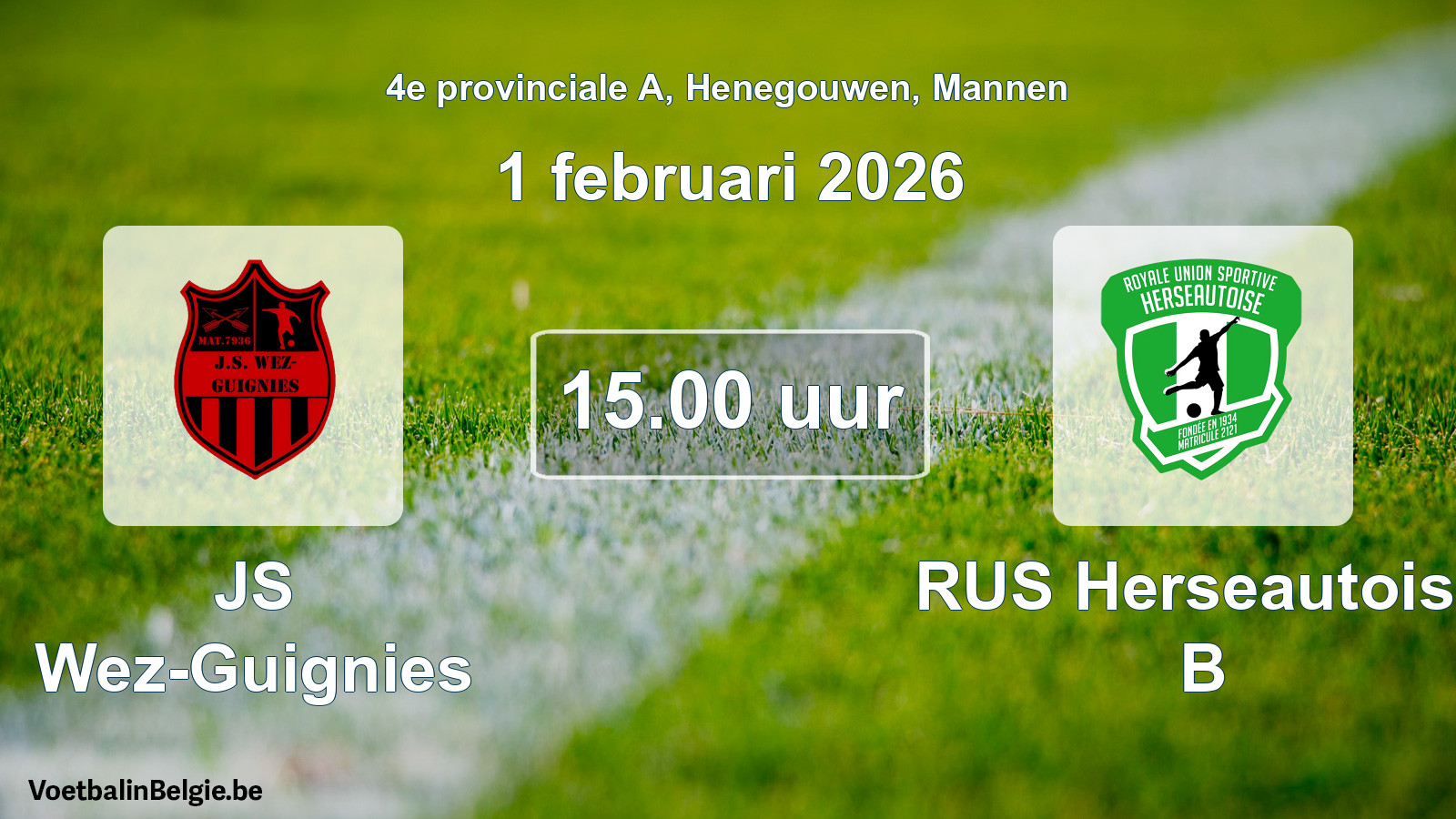 Scheduled match men football: JS Wez-Guignies - RUS Herseautoise B (1 February 2026)