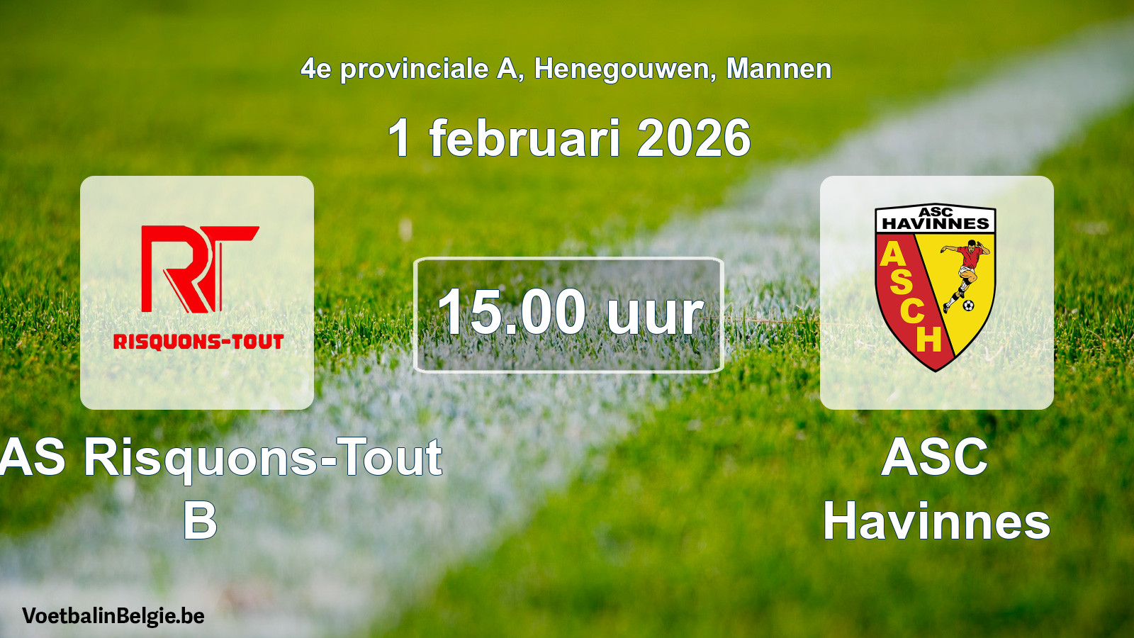 Geplantes Spiel männer-Fußball: RAS Risquons-Tout B - ASC Havinnes (1 Februar 2026)
