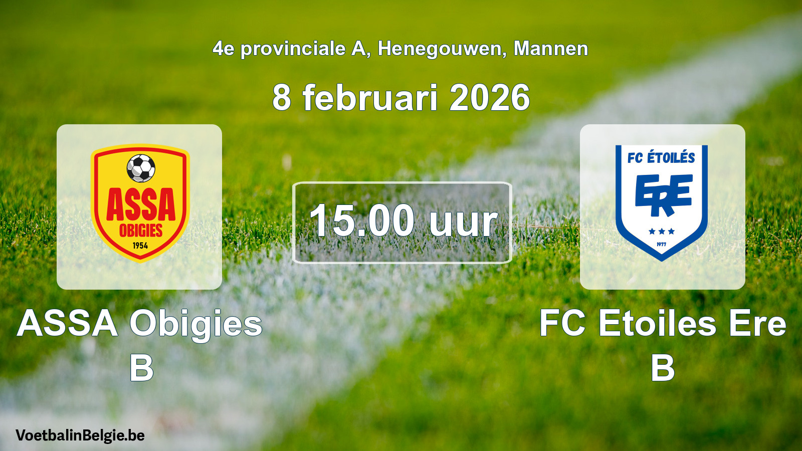 Scheduled match men football: ASSA Obigies B - FC Etoiles Ere B (8 February 2026)