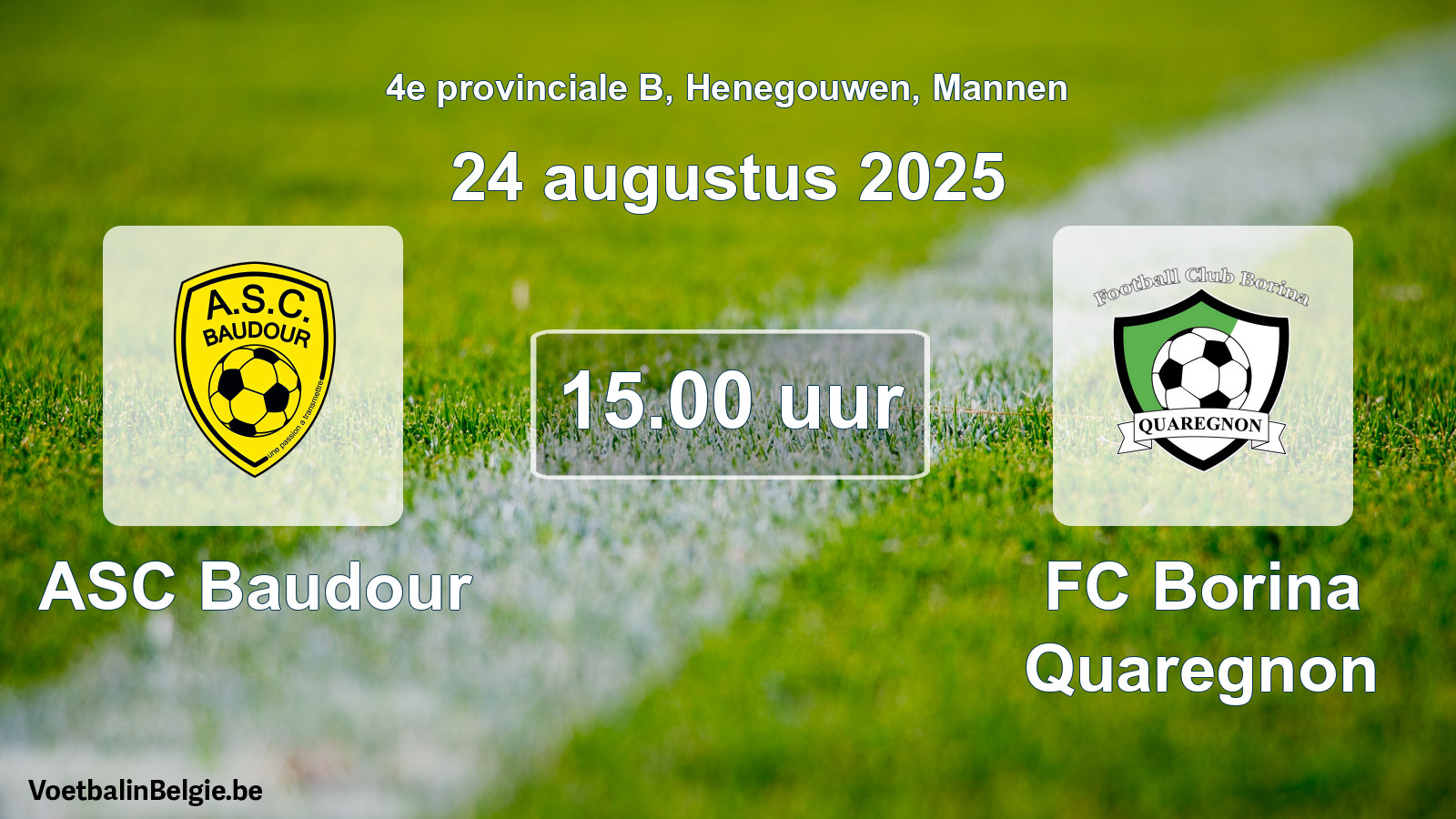 Scheduled match men football: ASC Baudour - FC Borina Quaregnon (24 August 2025)