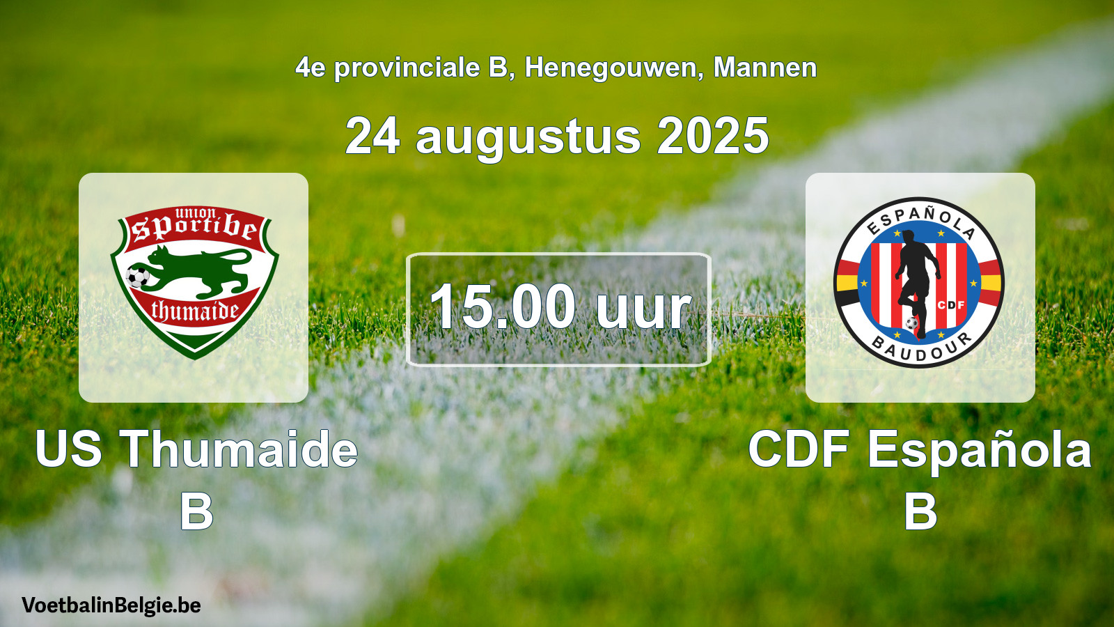 Geplande wedstrijd mannenvoetbal: US Thumaide B - CDF Española B (24 augustus 2025)