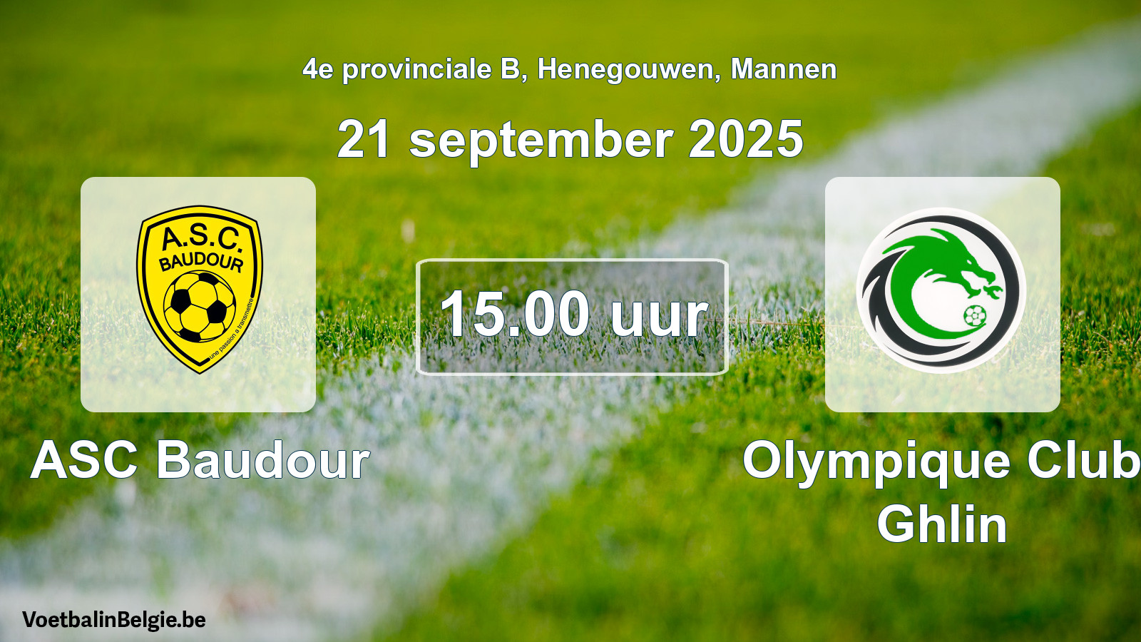 Scheduled match men football: ASC Baudour - Olympique Club Ghlin (21 September 2025)