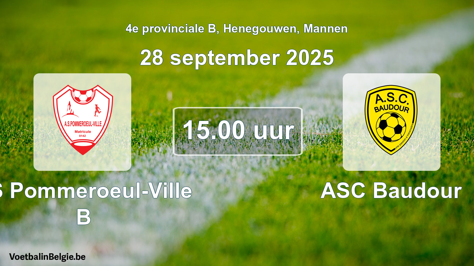 Scheduled match men football: AS Pommeroeul-Ville B - ASC Baudour (28 September 2025)