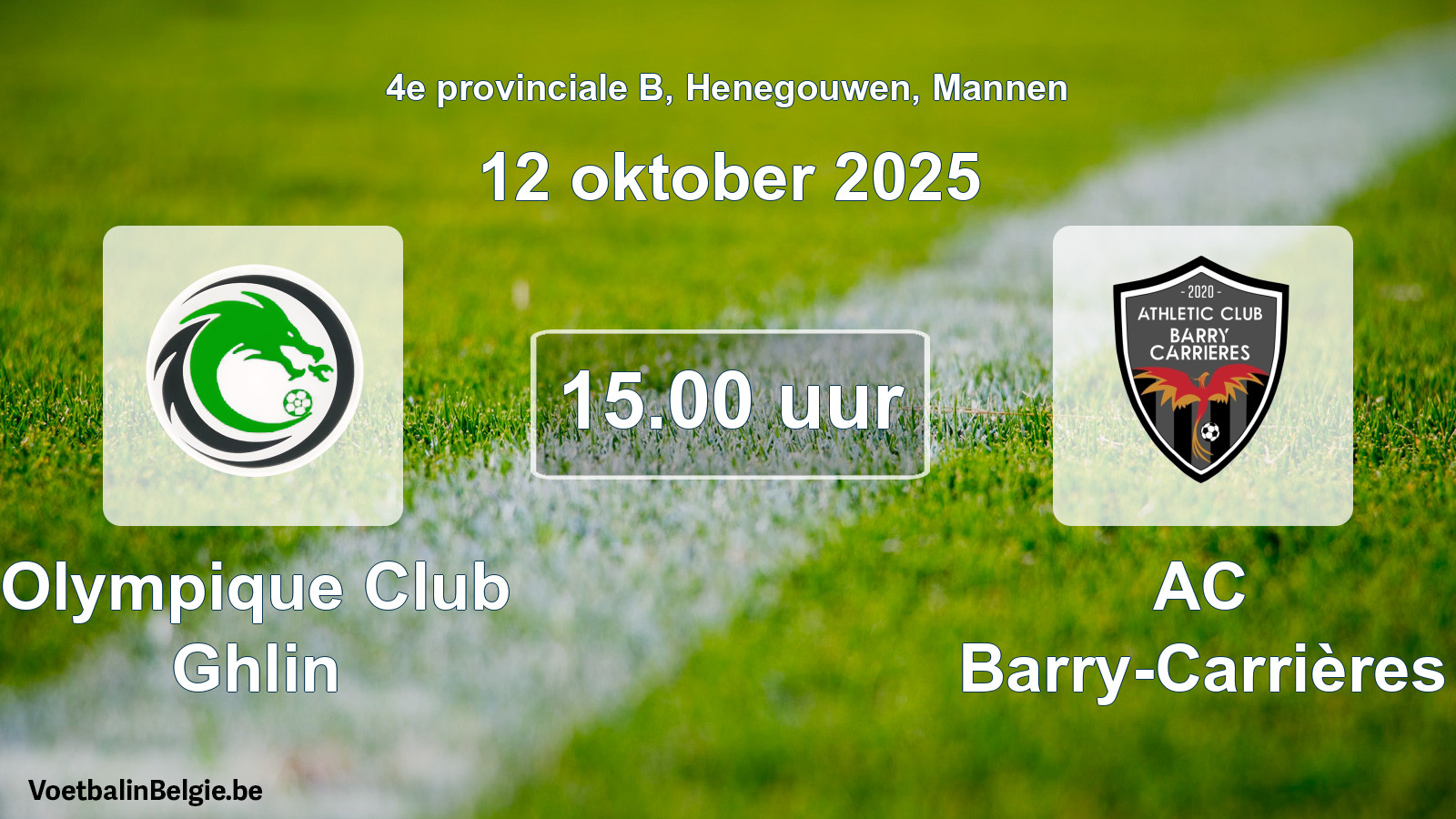Scheduled match men football: Olympique Club Ghlin - AC Barry-Carrières (12 October 2025)