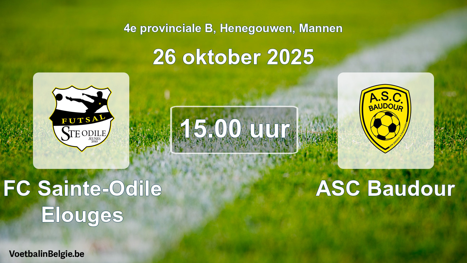 Scheduled match men football: FC Sainte-Odile Elouges - ASC Baudour (26 October 2025)