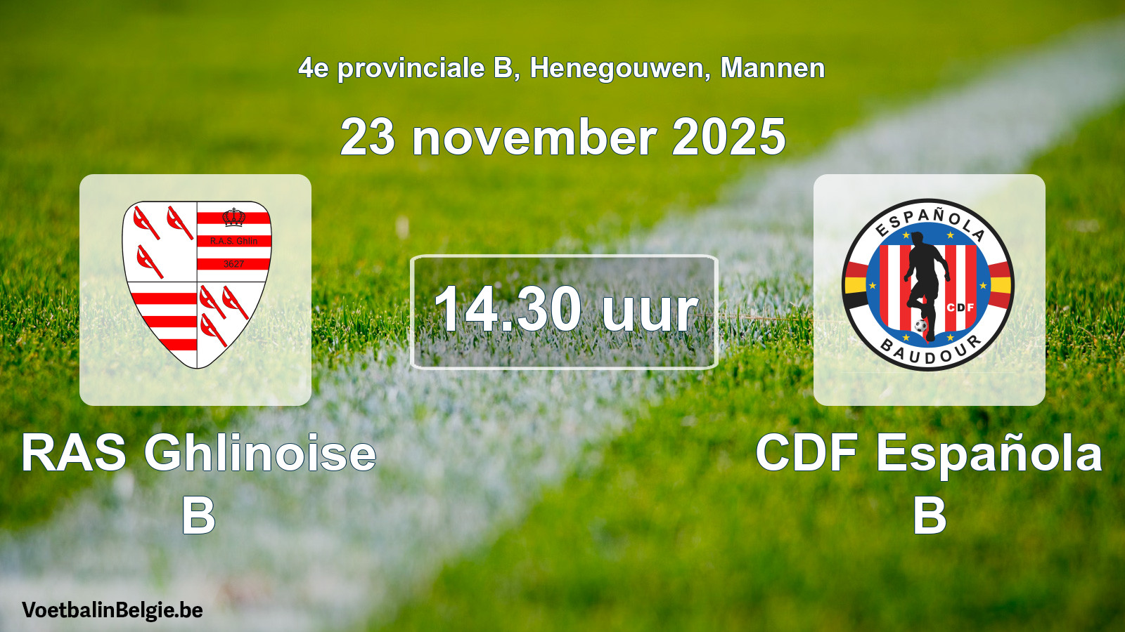 Scheduled match men football: RAS Ghlinoise B - CDF Española B (23 November 2025)