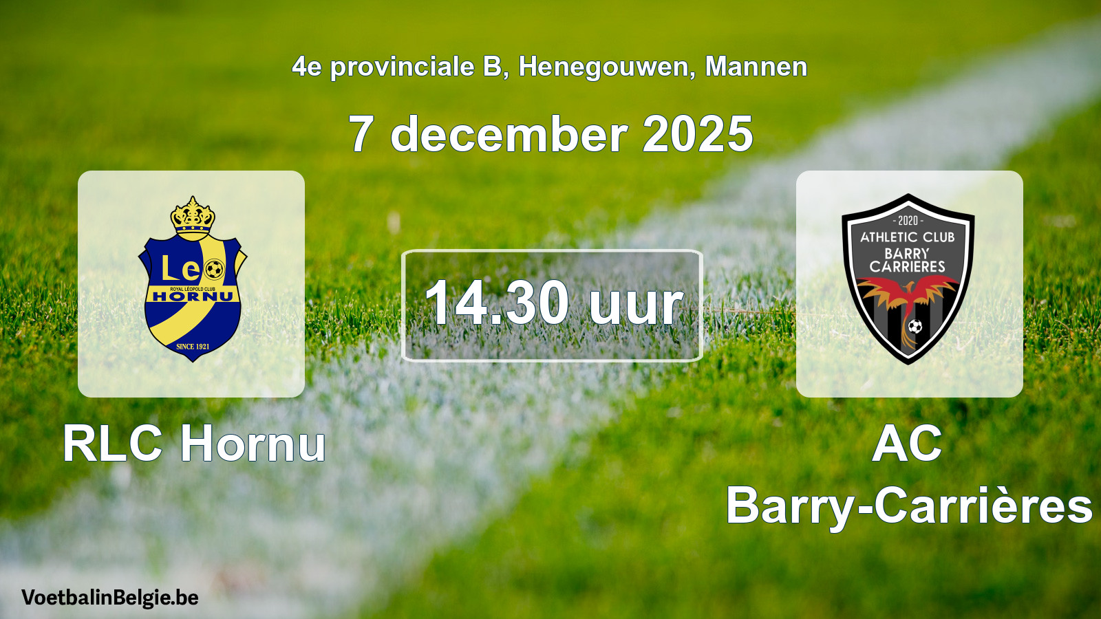 Scheduled match men football: RLC Hornu - AC Barry-Carrières (7 December 2025)