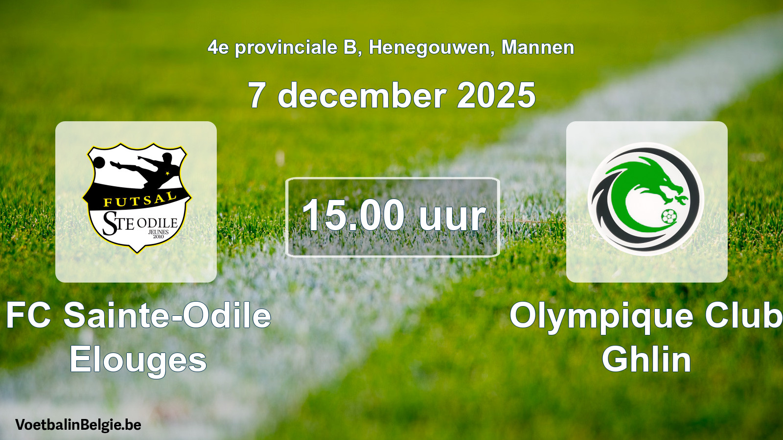 Geplantes Spiel männer-Fußball: FC Sainte-Odile Elouges - Olympique Club Ghlin (7 Dezember 2025)