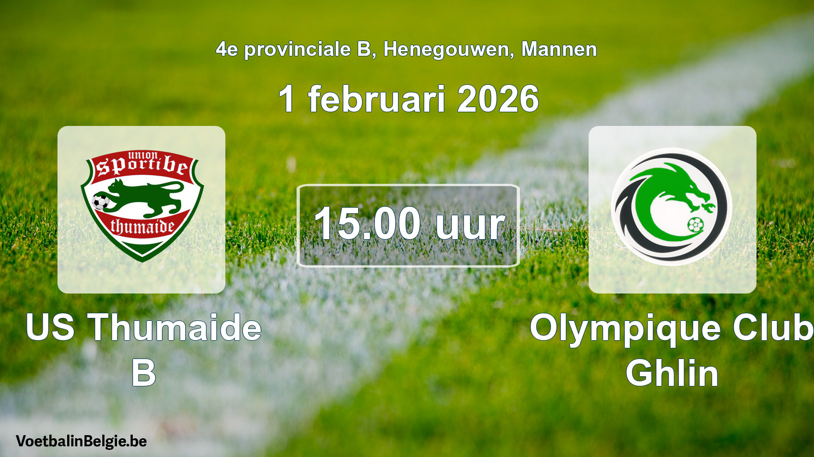 Scheduled match men football: US Thumaide B - Olympique Club Ghlin (1 February 2026)