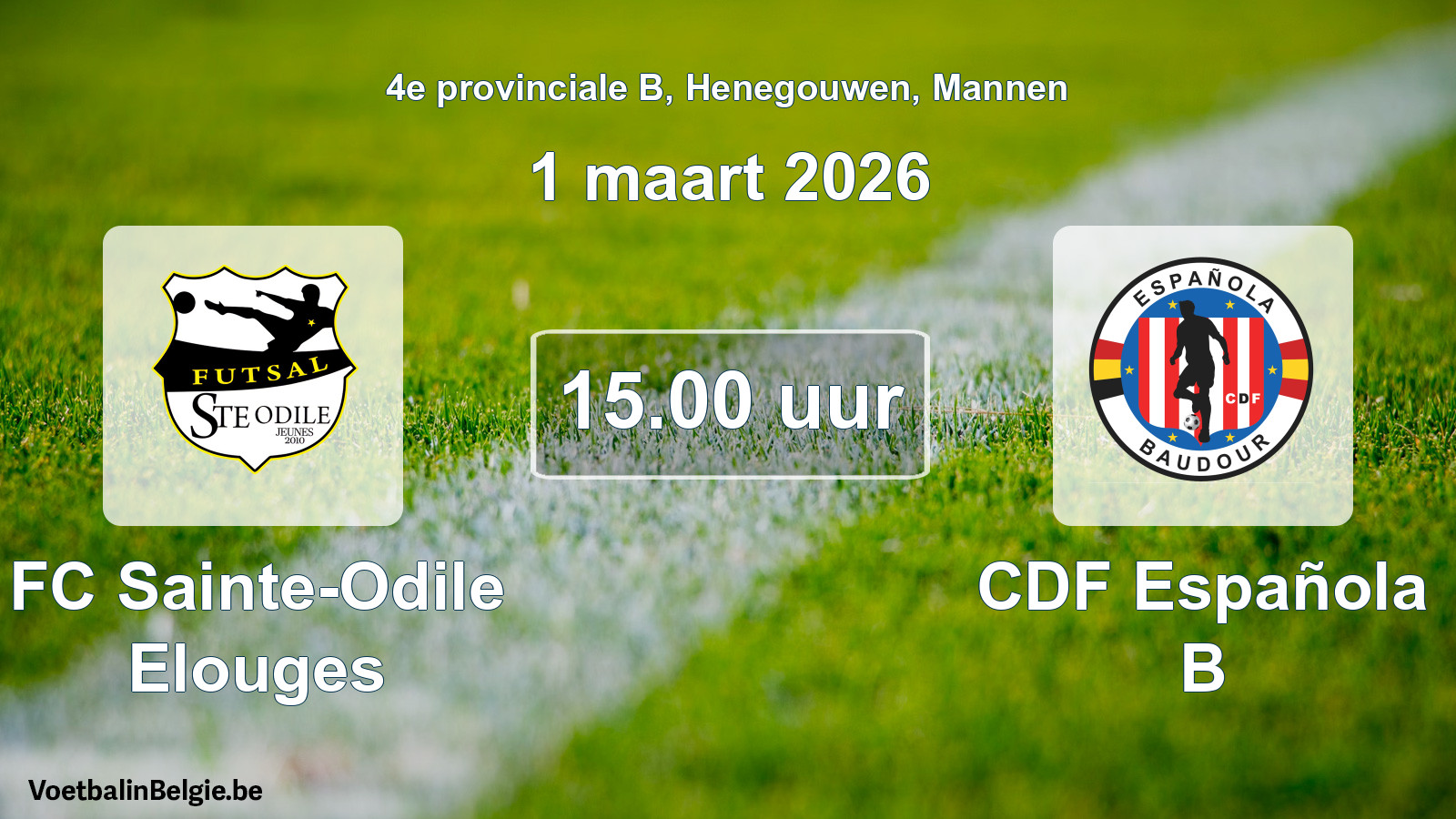 Scheduled match men football: FC Sainte-Odile Elouges - CDF Española B (1 March 2026)