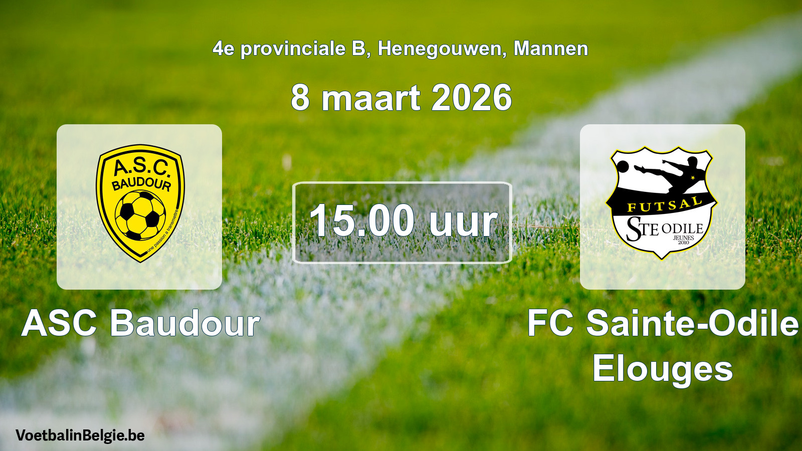 Scheduled match men football: ASC Baudour - FC Sainte-Odile Elouges (8 March 2026)