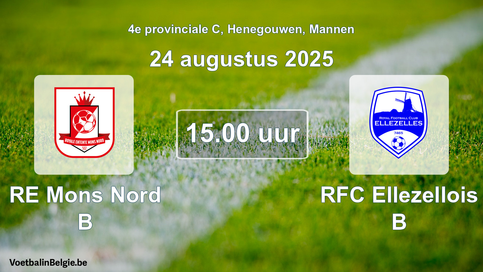 Scheduled match men football: RE Mons Nord B - RFC Ellezellois B (24 August 2025)
