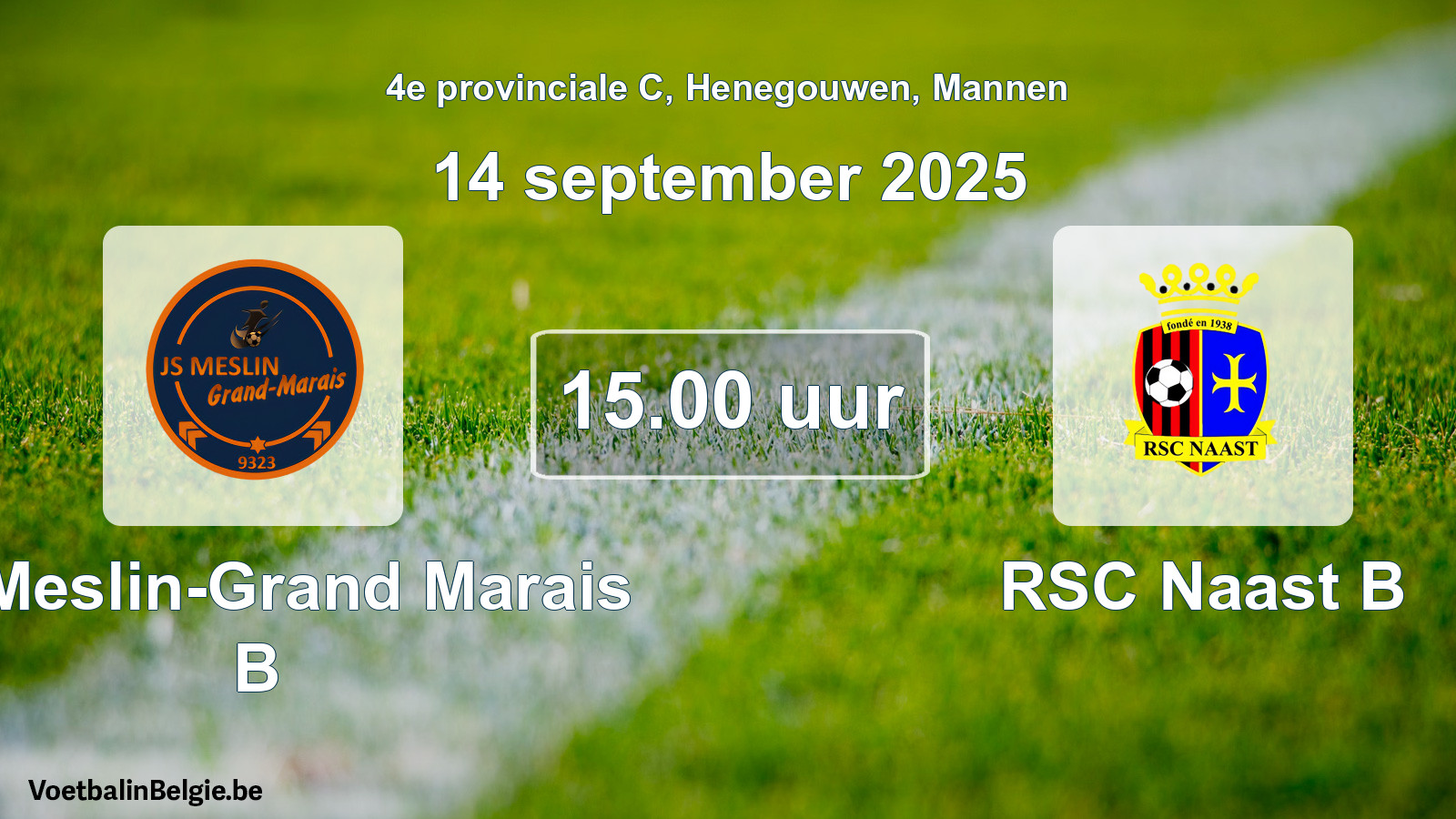 Scheduled match men football: JS Meslin-Grand Marais B - RSC Naast B (14 September 2025)