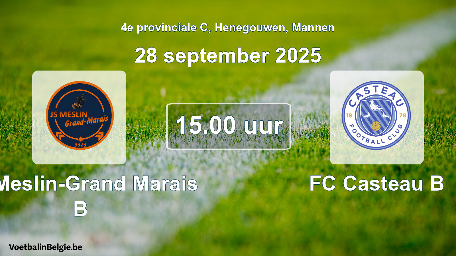 Scheduled match men football: JS Meslin-Grand Marais B - FC Casteau B (28 September 2025)