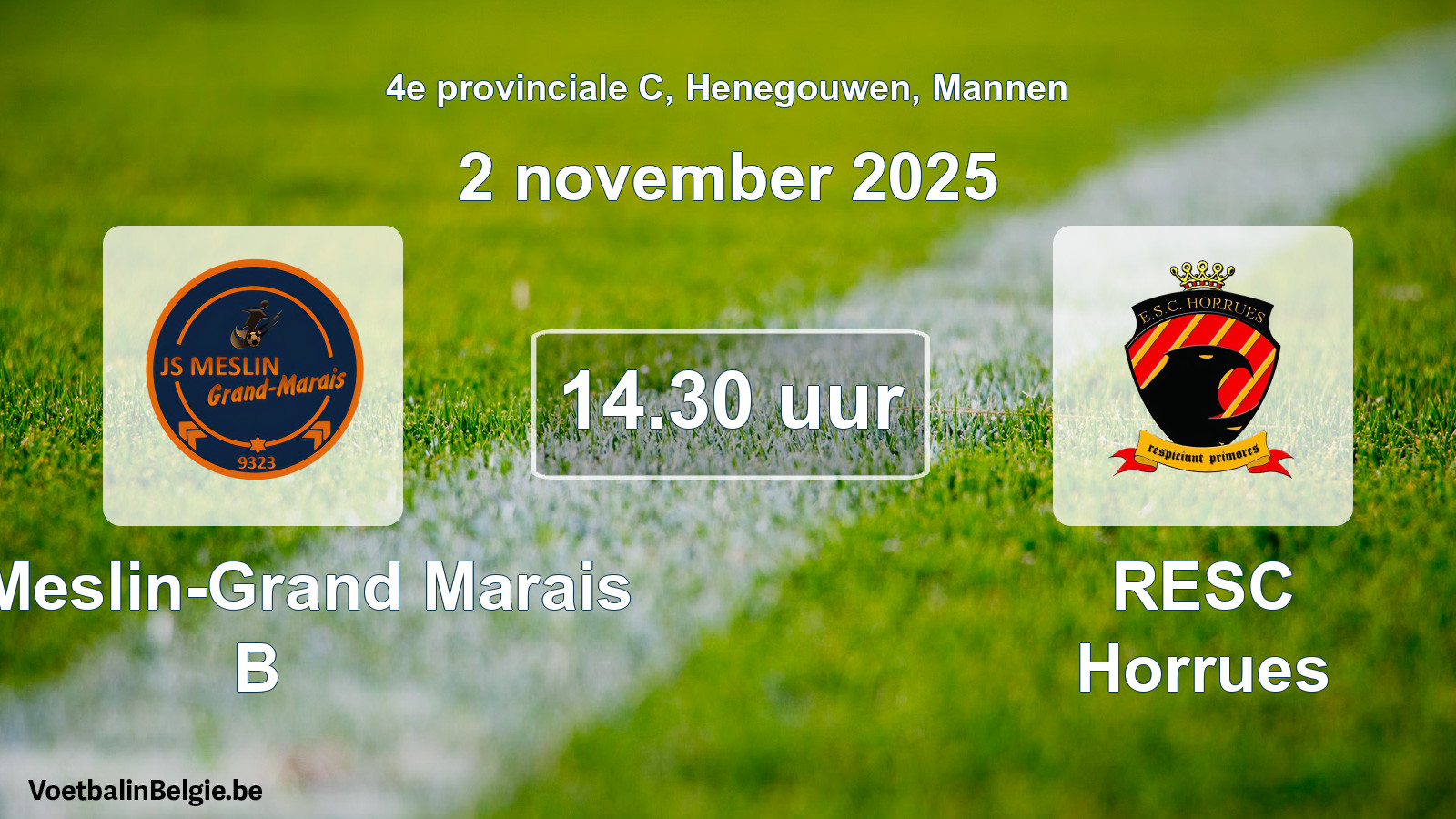 Scheduled match men football: JS Meslin-Grand Marais B - RESC Horrues (2 November 2025)