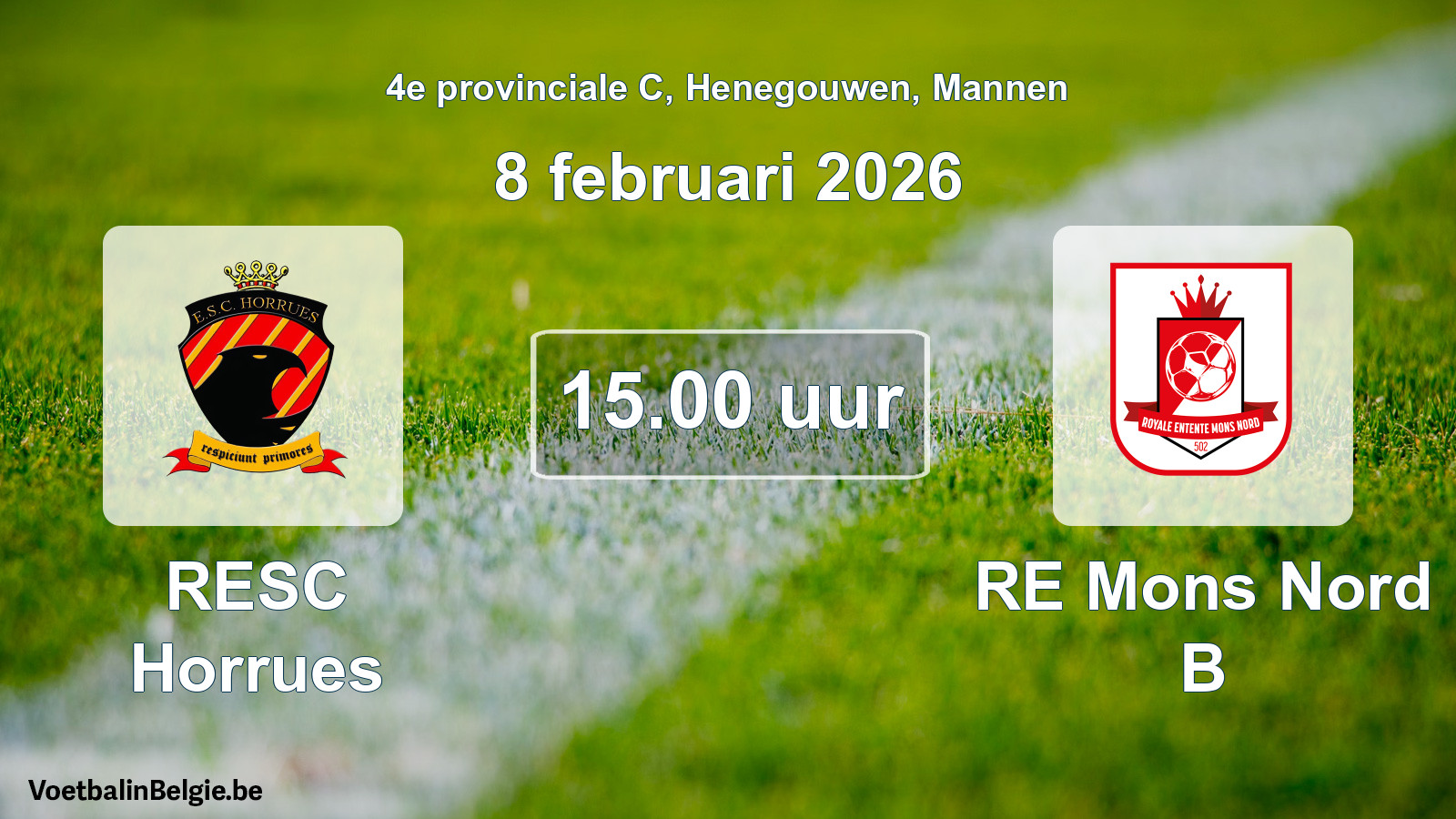 Scheduled match men football: RESC Horrues - RE Mons Nord B (8 February 2026)