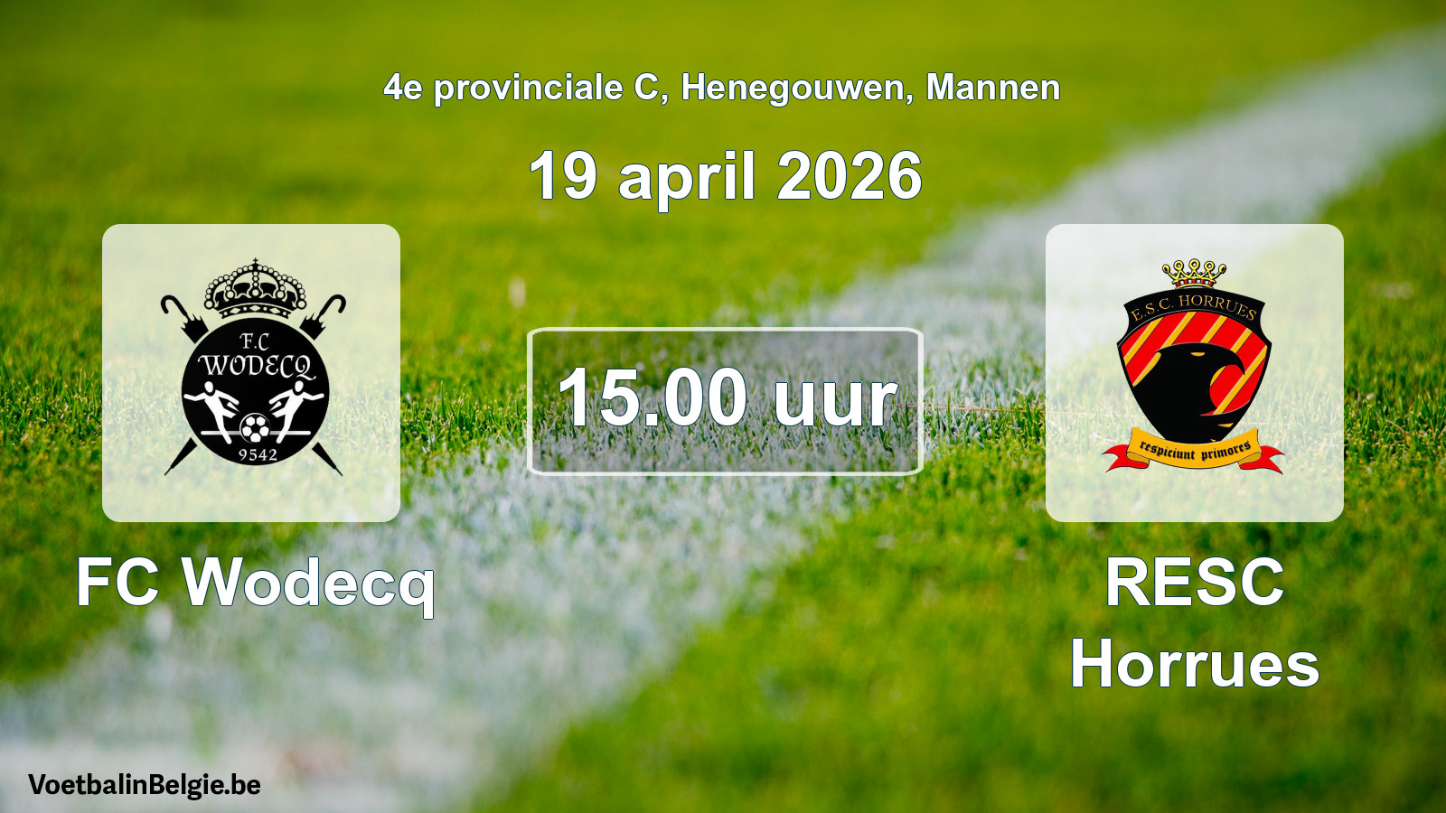 Scheduled match men football: FC Wodecq - RESC Horrues (19 April 2026)
