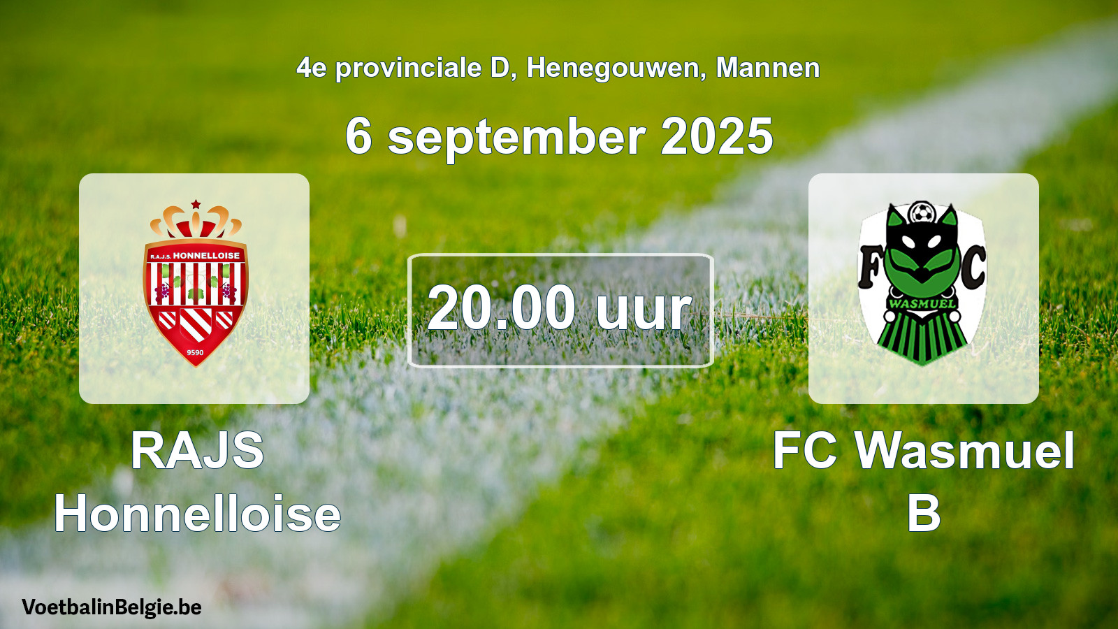 Scheduled match men football: RAJS Honnelloise - FC Wasmuel B (6 September 2025)