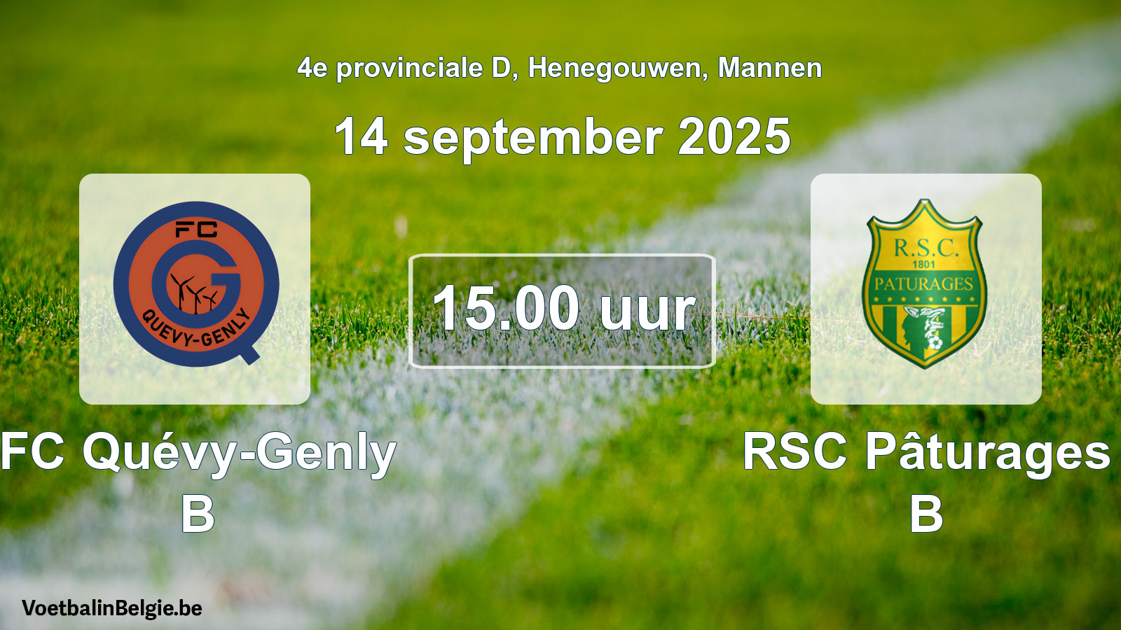 Scheduled match men football: FC Quévy-Genly B - RSC Pâturages B (14 September 2025)