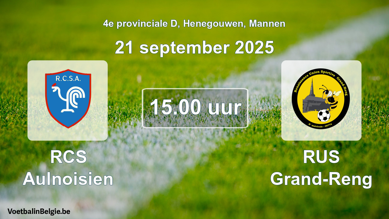 Scheduled match men football: RCS Aulnoisien - RUS Grand-Reng (21 September 2025)