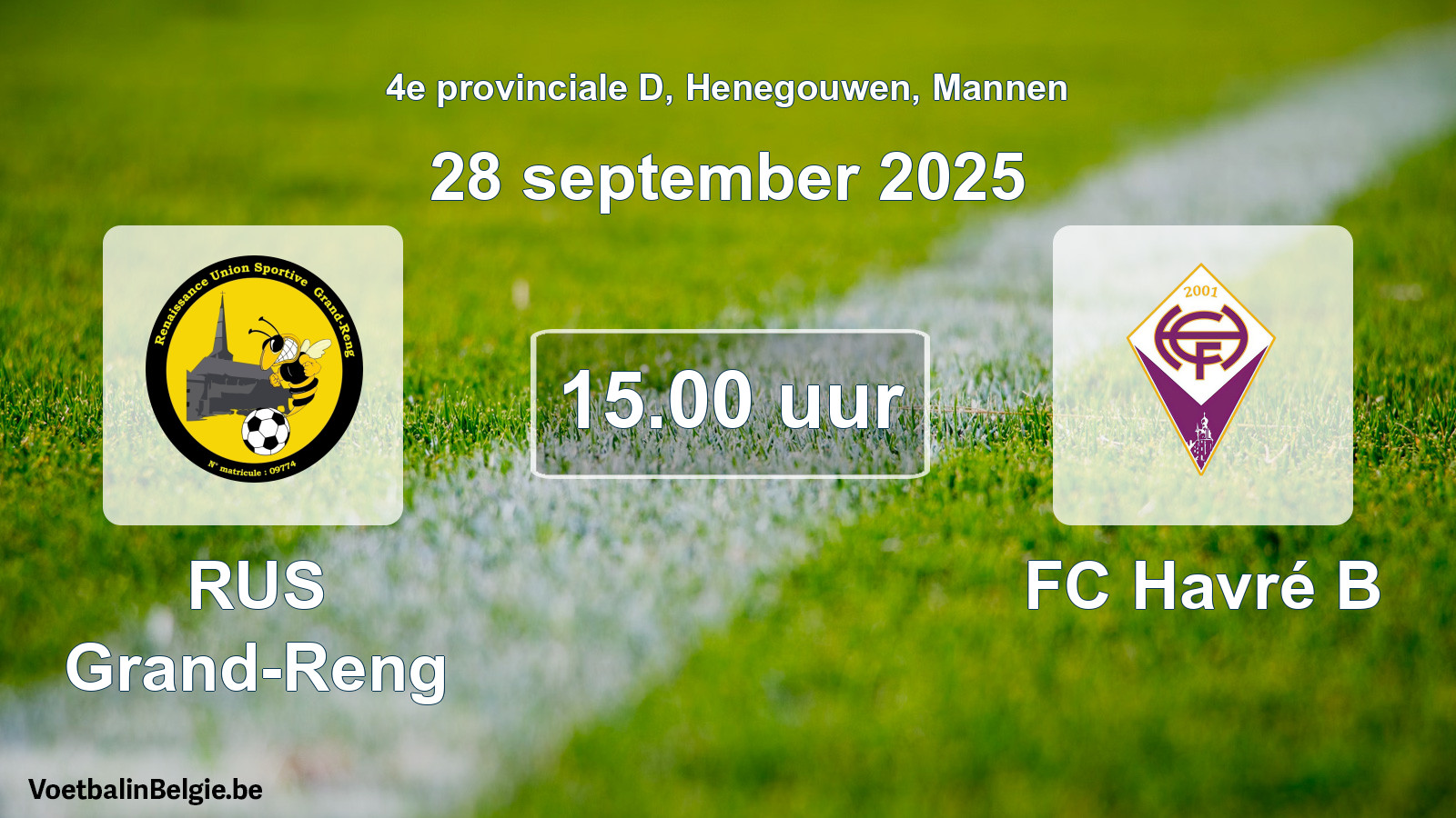 Scheduled match men football: RUS Grand-Reng - FC Havré B (28 September 2025)
