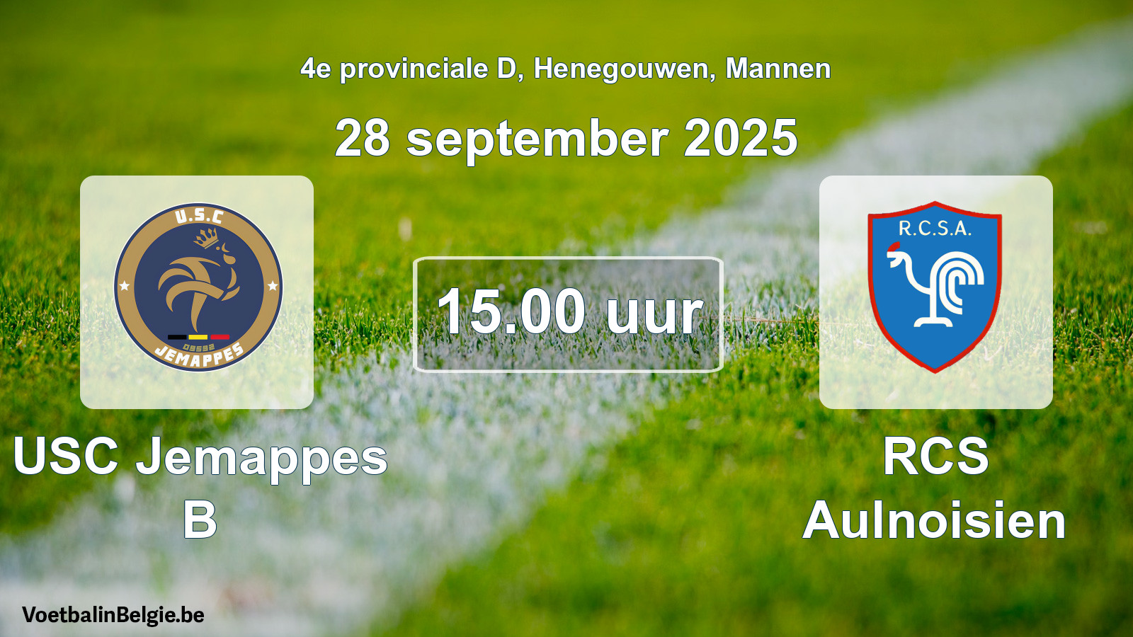Scheduled match men football: USC Jemappes B - RCS Aulnoisien (28 September 2025)