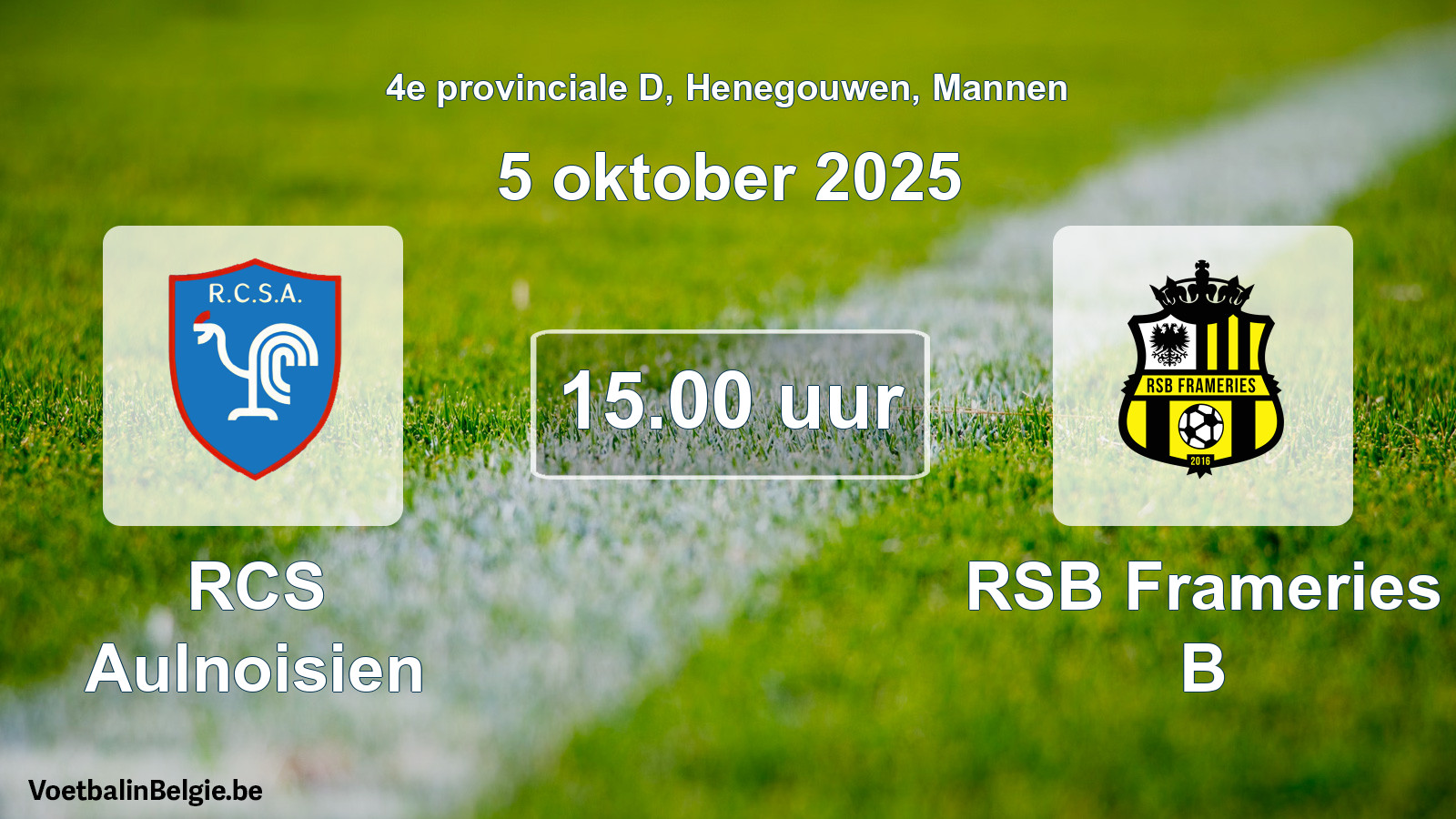 Scheduled match men football: RCS Aulnoisien - RSB Frameries B (5 October 2025)