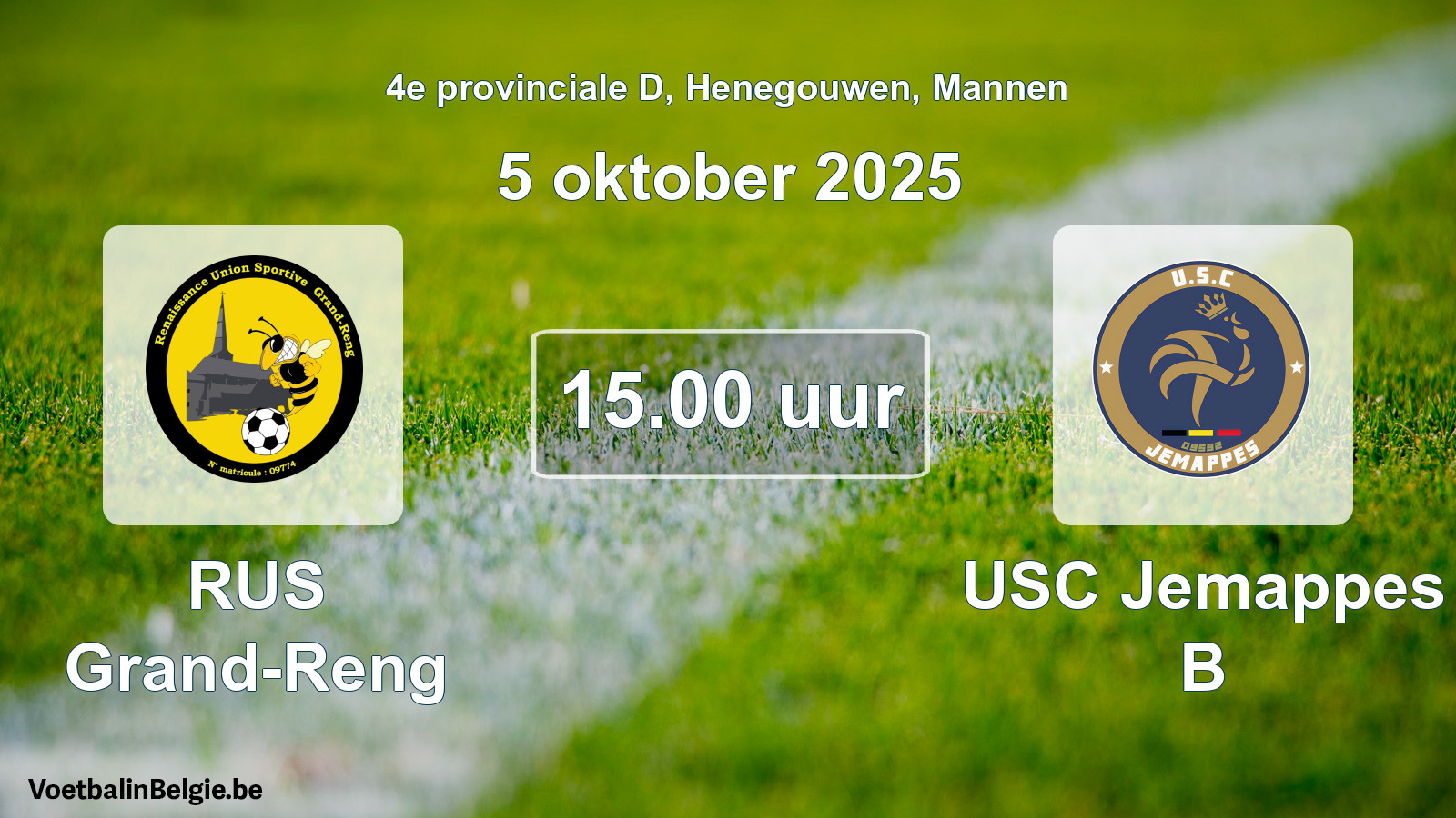 Scheduled match men football: RUS Grand-Reng - USC Jemappes B (5 October 2025)