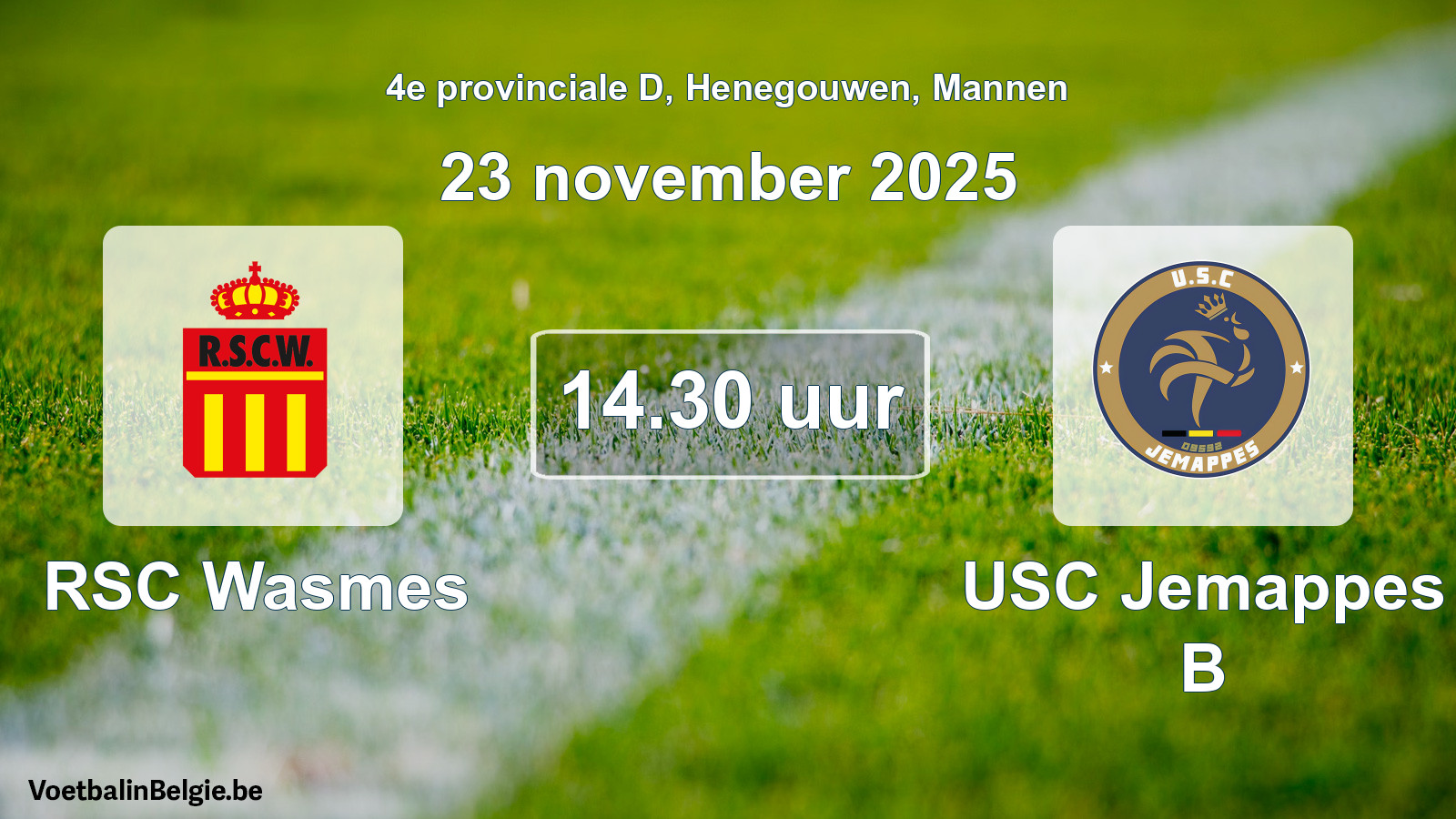 Scheduled match men football: RSC Wasmes - USC Jemappes B (23 November 2025)