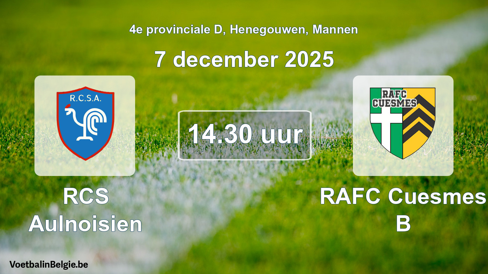 Scheduled match men football: RCS Aulnoisien - RAFC Cuesmes B (7 December 2025)