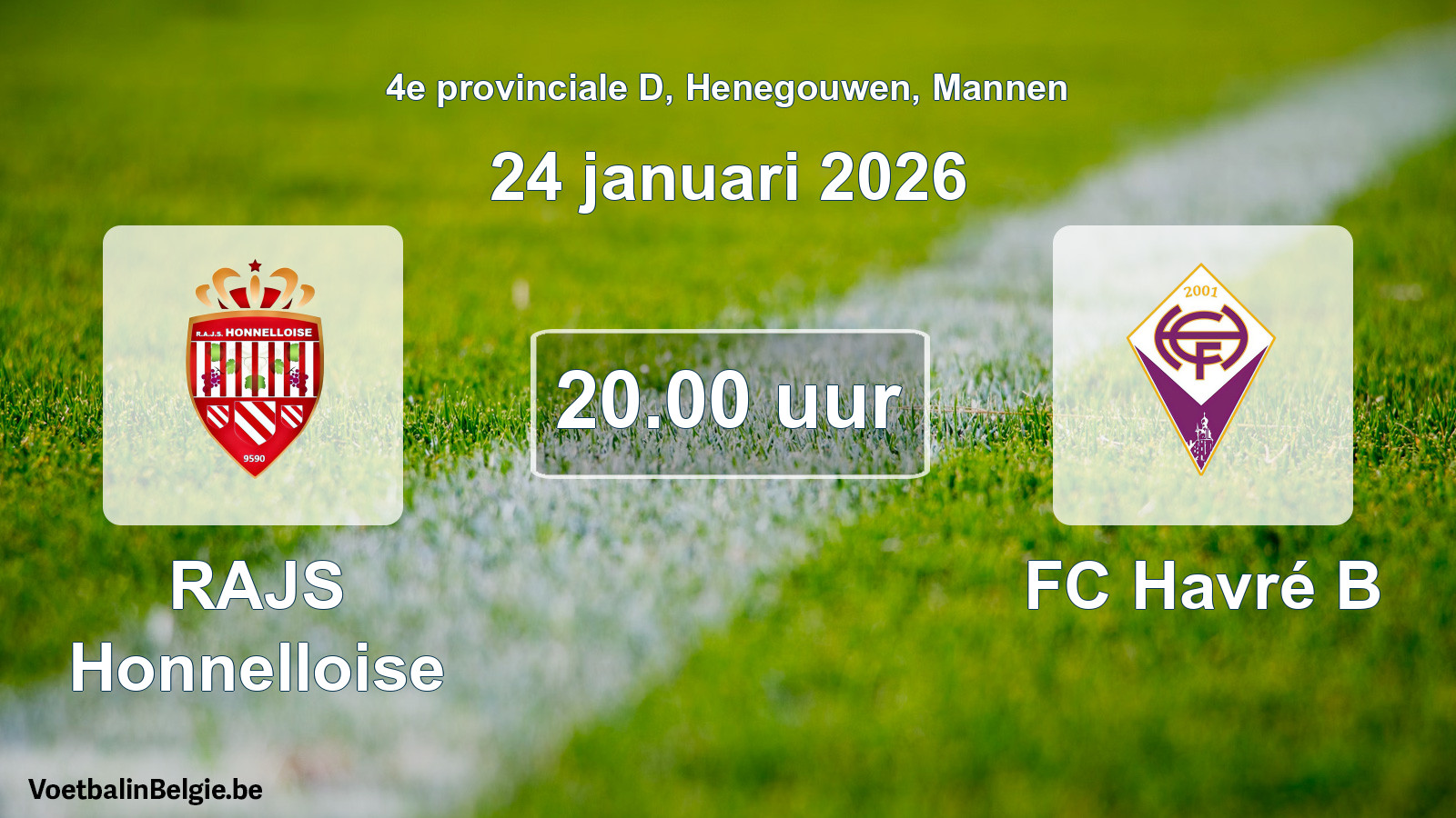 Scheduled match men football: RAJS Honnelloise - FC Havré B (24 January 2026)