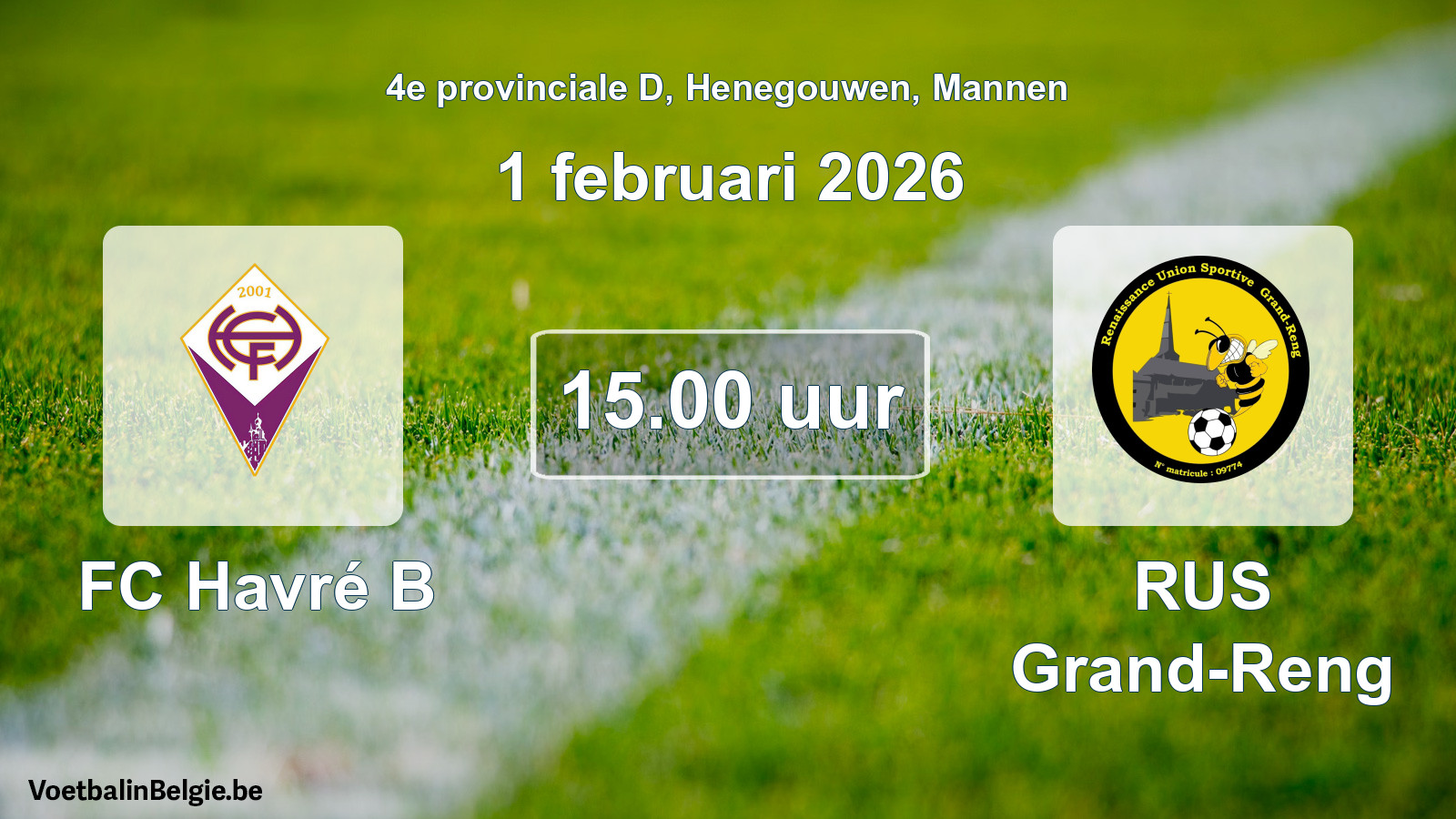 Scheduled match men football: FC Havré B - RUS Grand-Reng (1 February 2026)