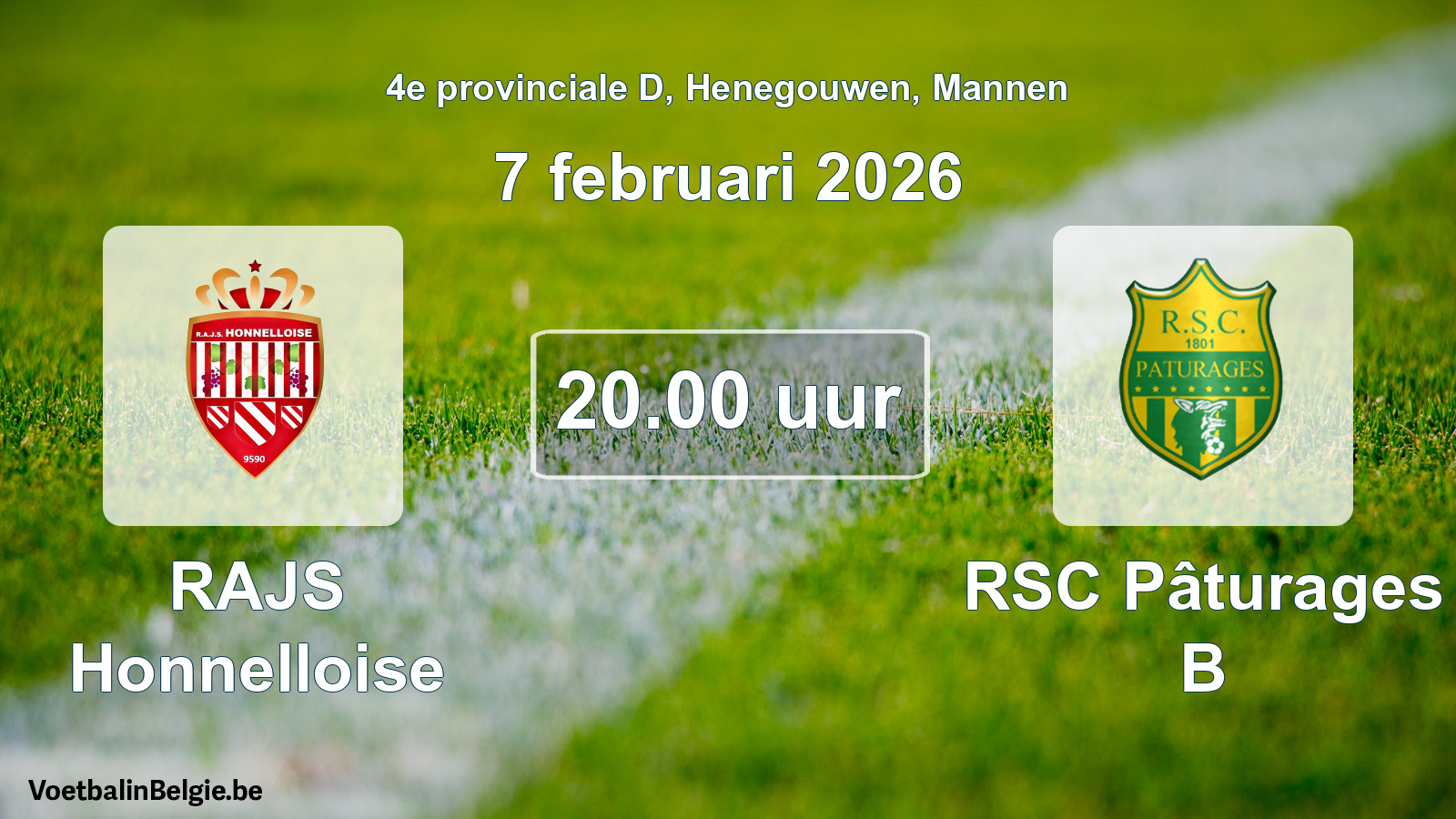 Scheduled match men football: RAJS Honnelloise - RSC Pâturages B (7 February 2026)