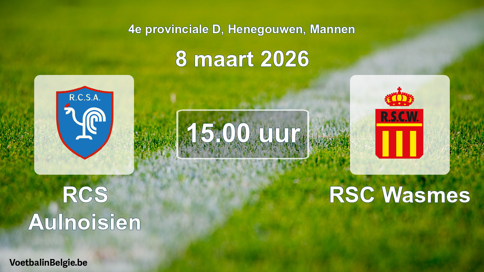 Geplande wedstrijd mannenvoetbal: RCS Aulnoisien - RSC Wasmes (8 maart 2026)