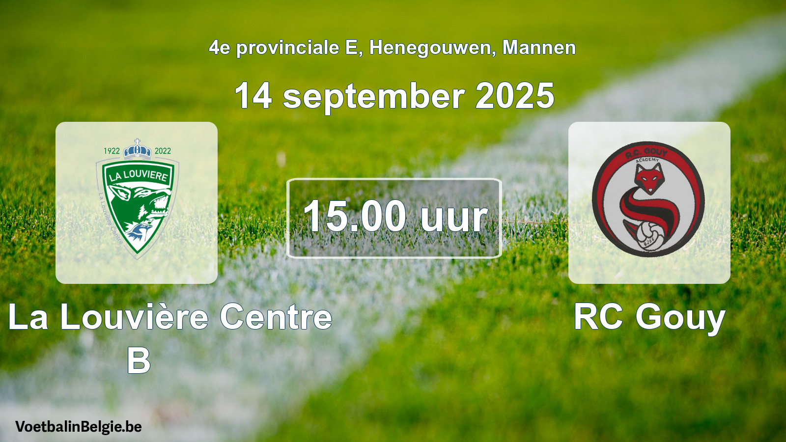 Scheduled match men football: UR La Louvière Centre B - RC Gouy (14 September 2025)