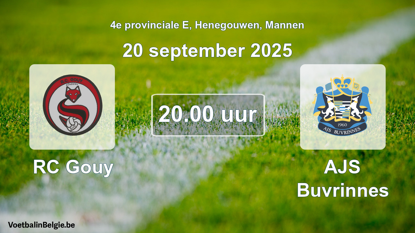 Scheduled match men football: RC Gouy - AJS Buvrinnes (20 September 2025)