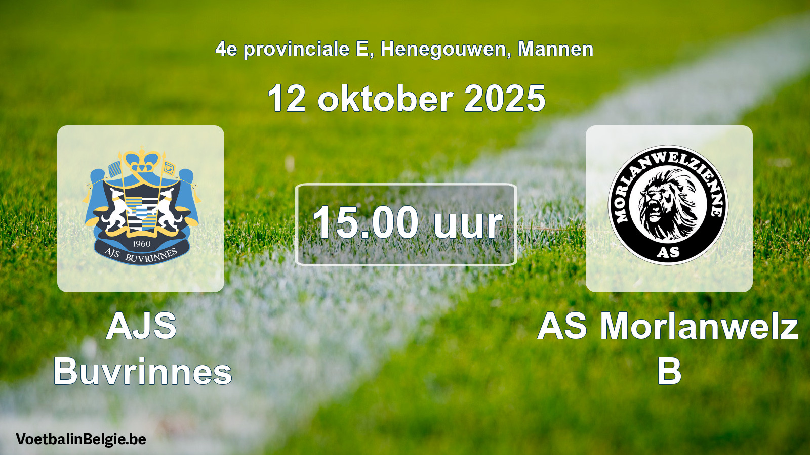 Scheduled match men football: AJS Buvrinnes - AS Morlanwelz B (12 October 2025)
