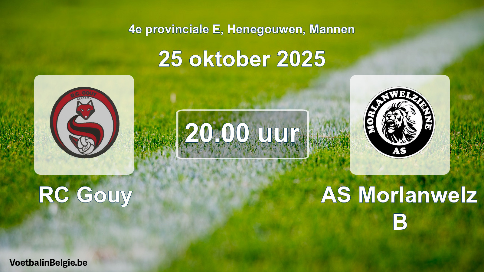 Scheduled match men football: RC Gouy - AS Morlanwelz B (25 October 2025)