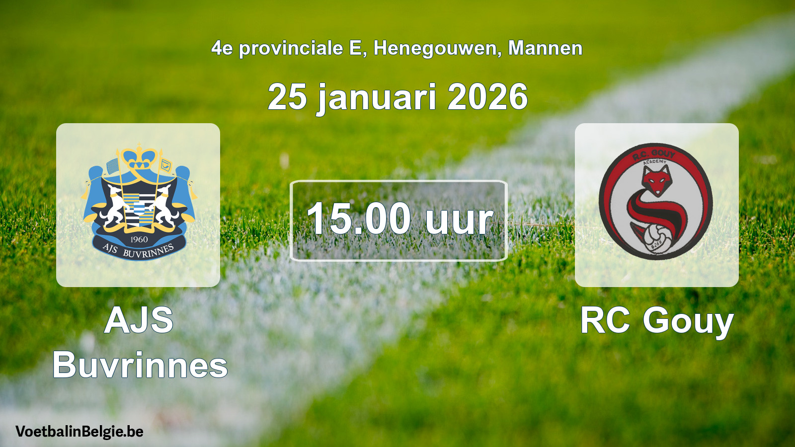 Scheduled match men football: AJS Buvrinnes - RC Gouy (25 January 2026)