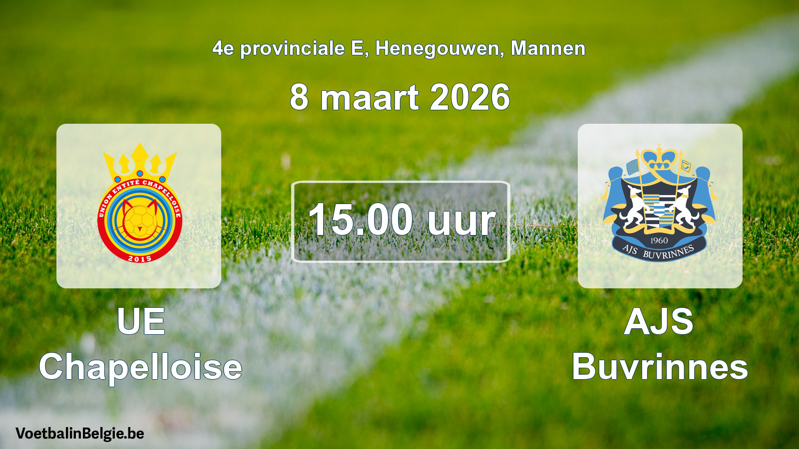 Scheduled match men football: UE Chapelloise - AJS Buvrinnes (8 March 2026)