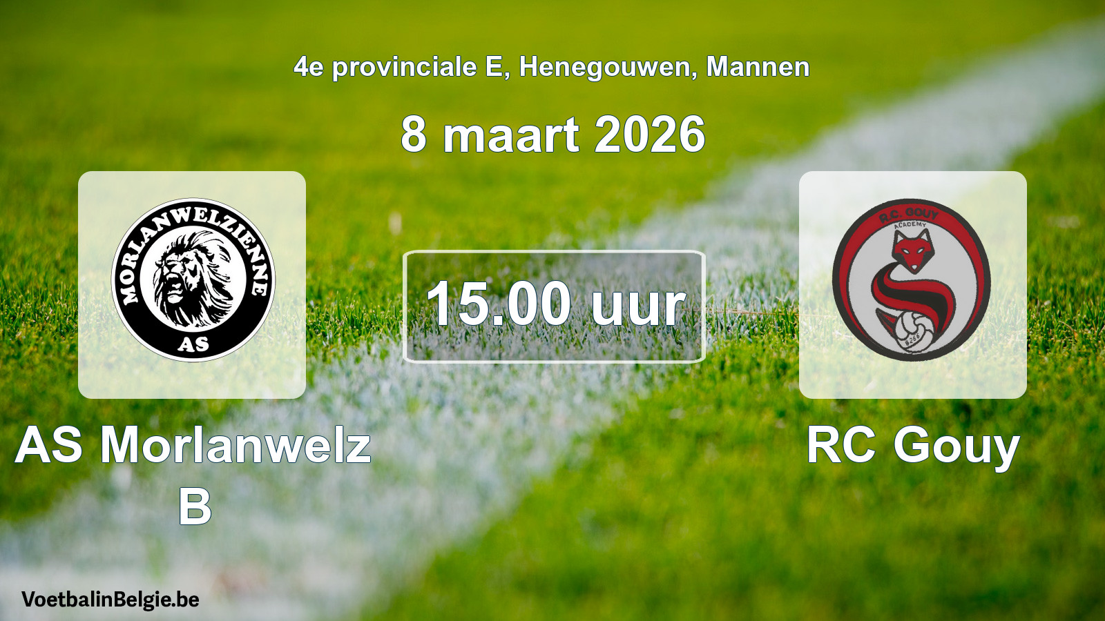 Scheduled match men football: AS Morlanwelz B - RC Gouy (8 March 2026)