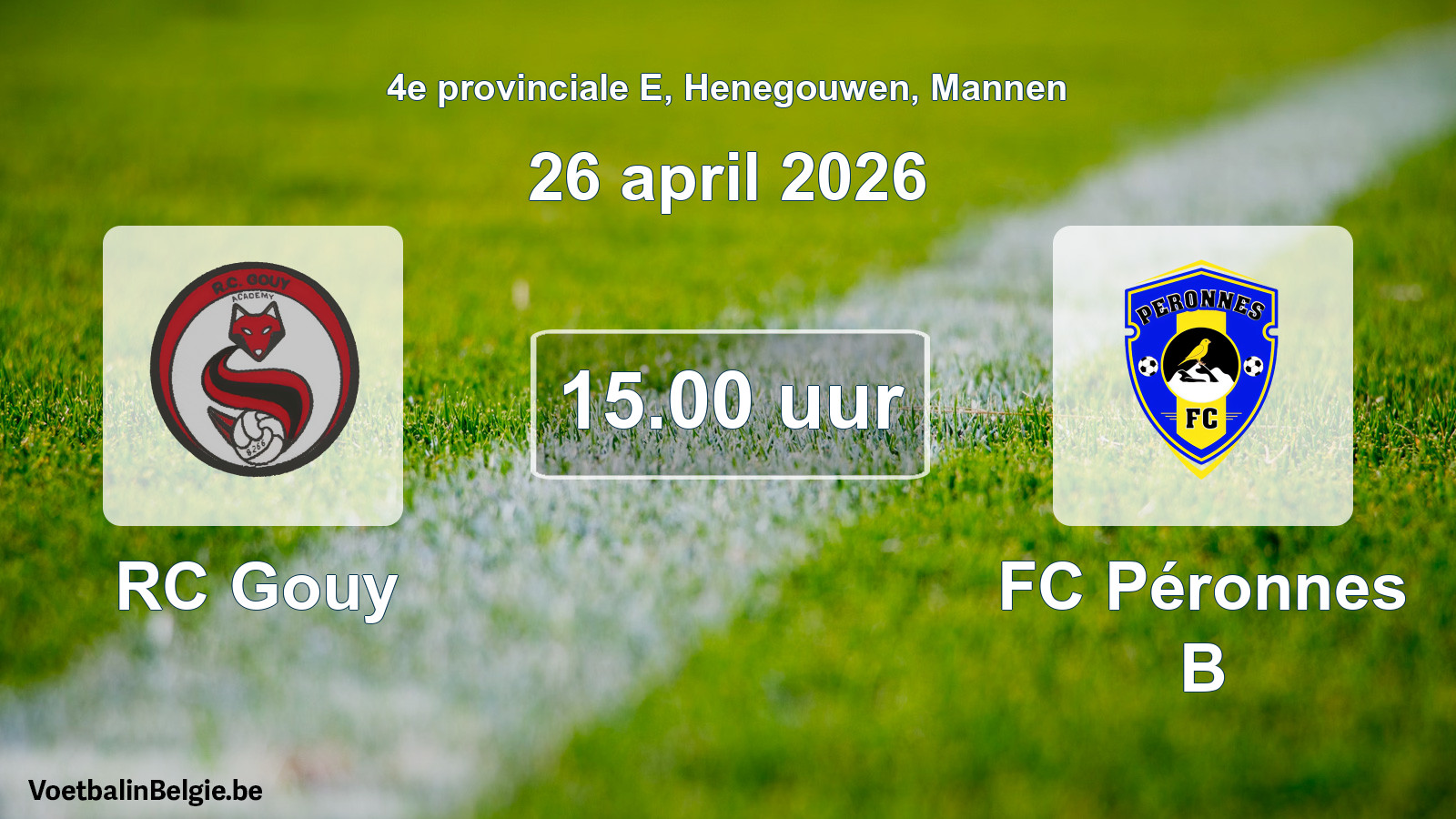 Scheduled match men football: RC Gouy - FC Péronnes B (26 April 2026)