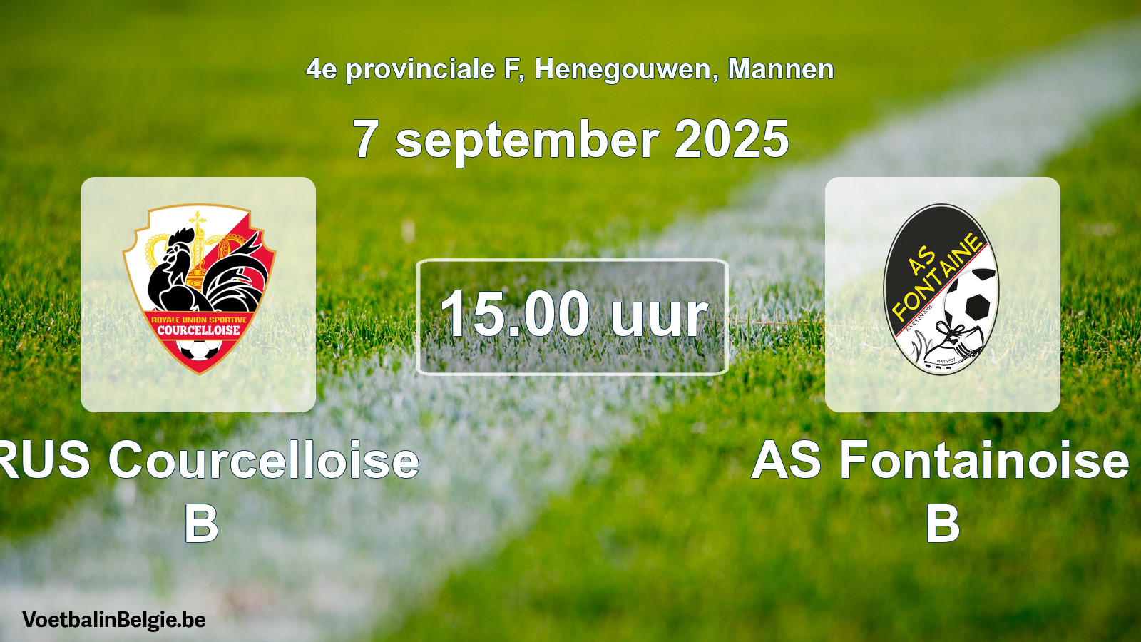 Scheduled match men football: RUS Courcelloise B - AS Fontainoise B (7 September 2025)