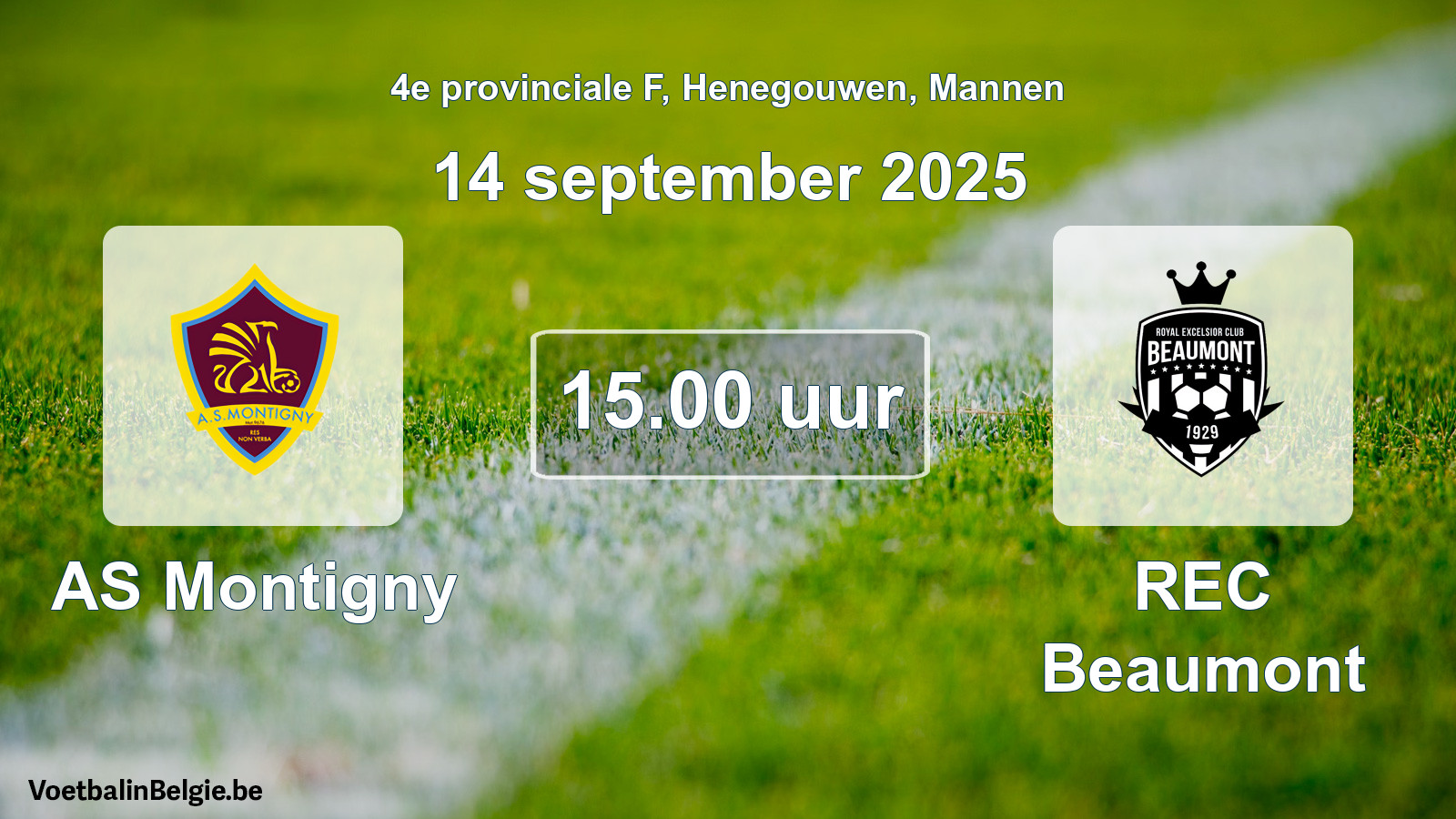 Scheduled match men football: AS Montigny - REC Beaumont (14 September 2025)