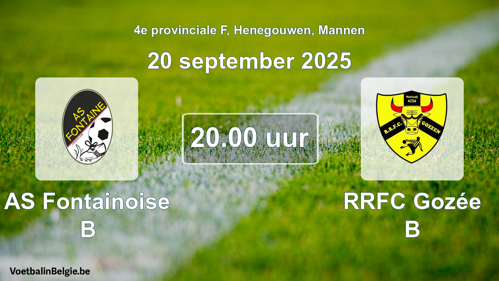 Scheduled match men football: AS Fontainoise B - RRFC Gozée B (20 September 2025)