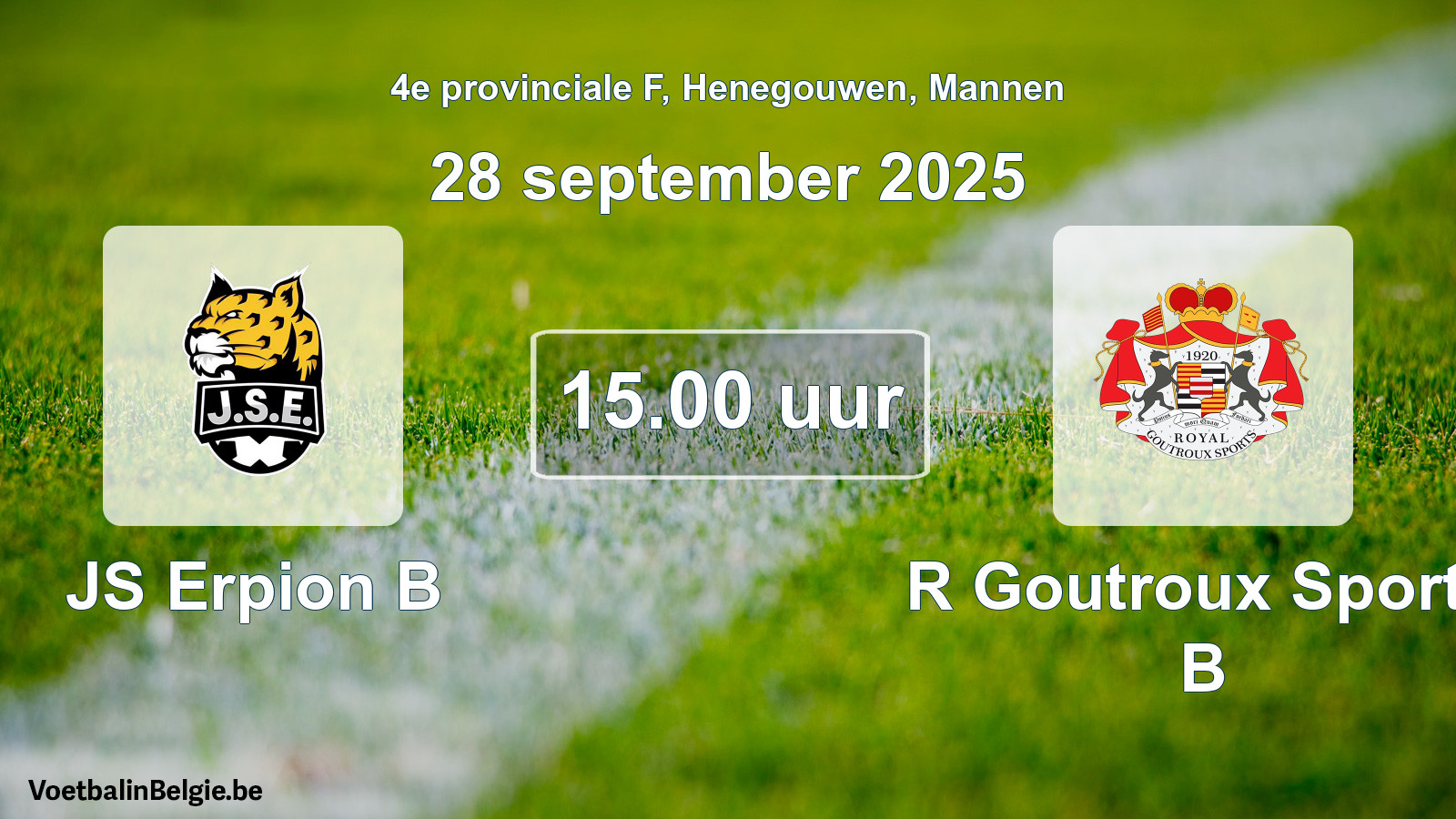 Scheduled match men football: JS Erpion B - R Goutroux Sports B (28 September 2025)