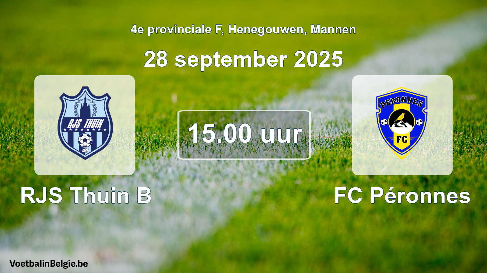 Geplande wedstrijd mannenvoetbal: RJS Thuin B - FC Péronnes (28 september 2025)