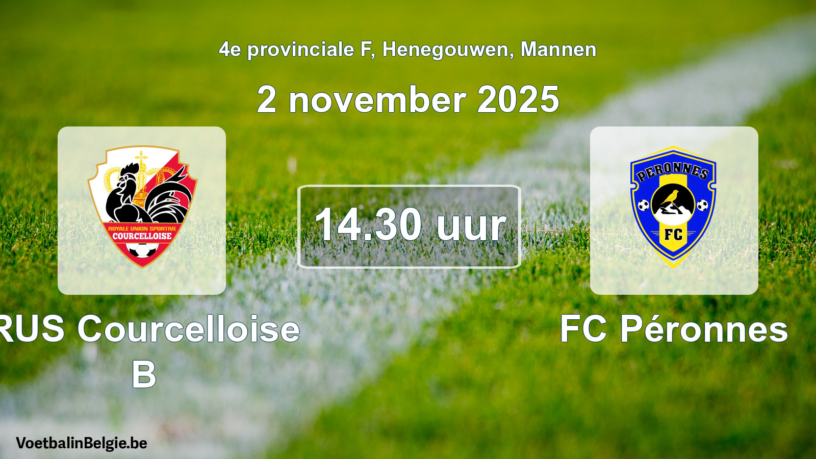 Scheduled match men football: RUS Courcelloise B - FC Péronnes (2 November 2025)