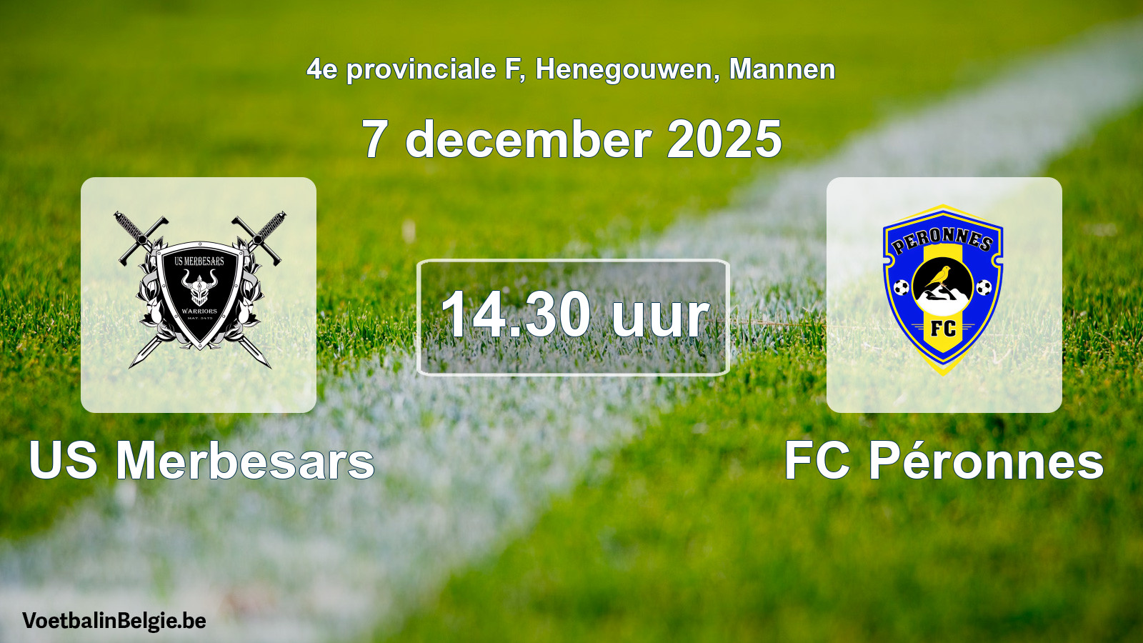 Scheduled match men football: US Merbesars - FC Péronnes (7 December 2025)