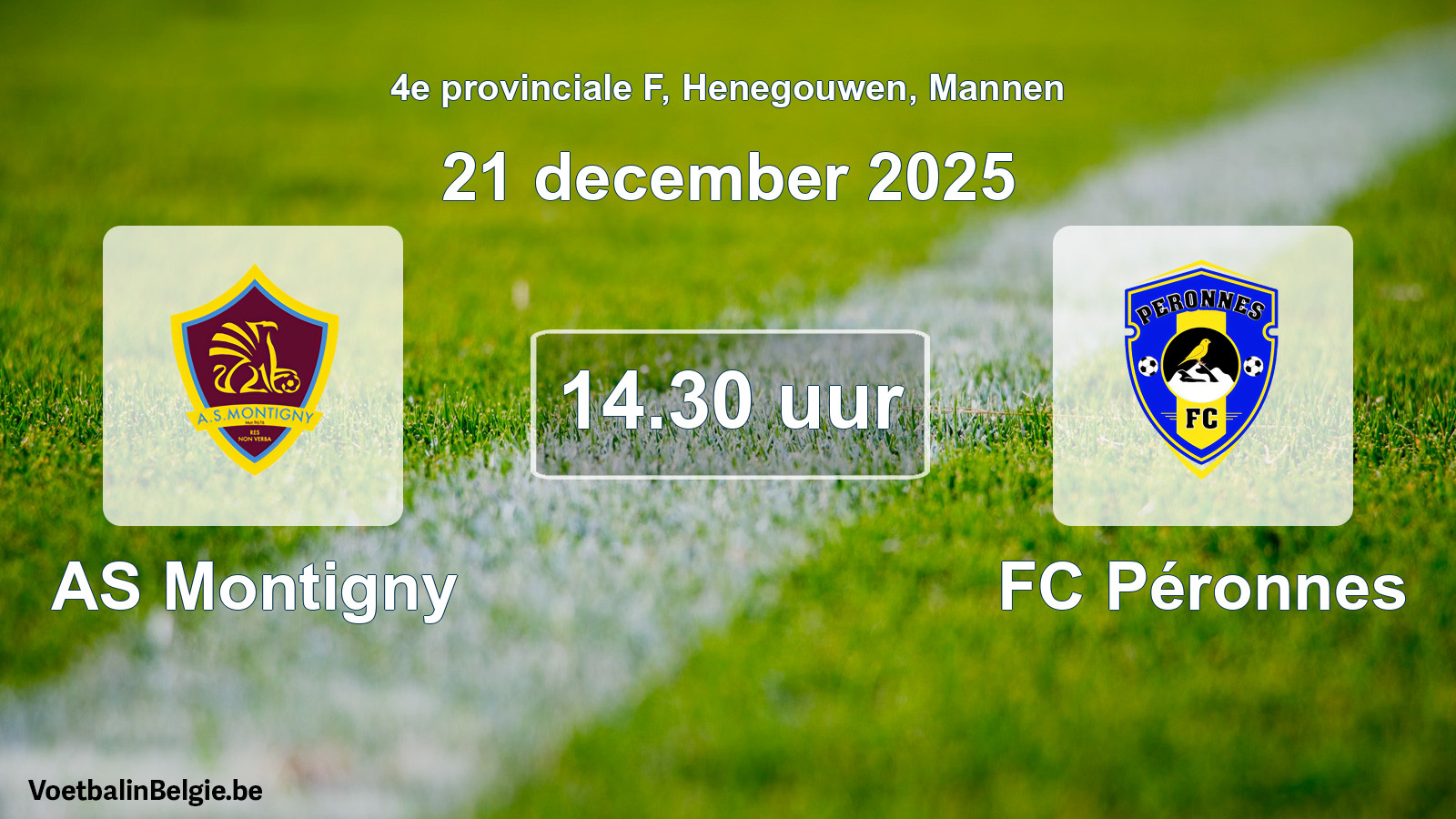 Scheduled match men football: AS Montigny - FC Péronnes (21 December 2025)